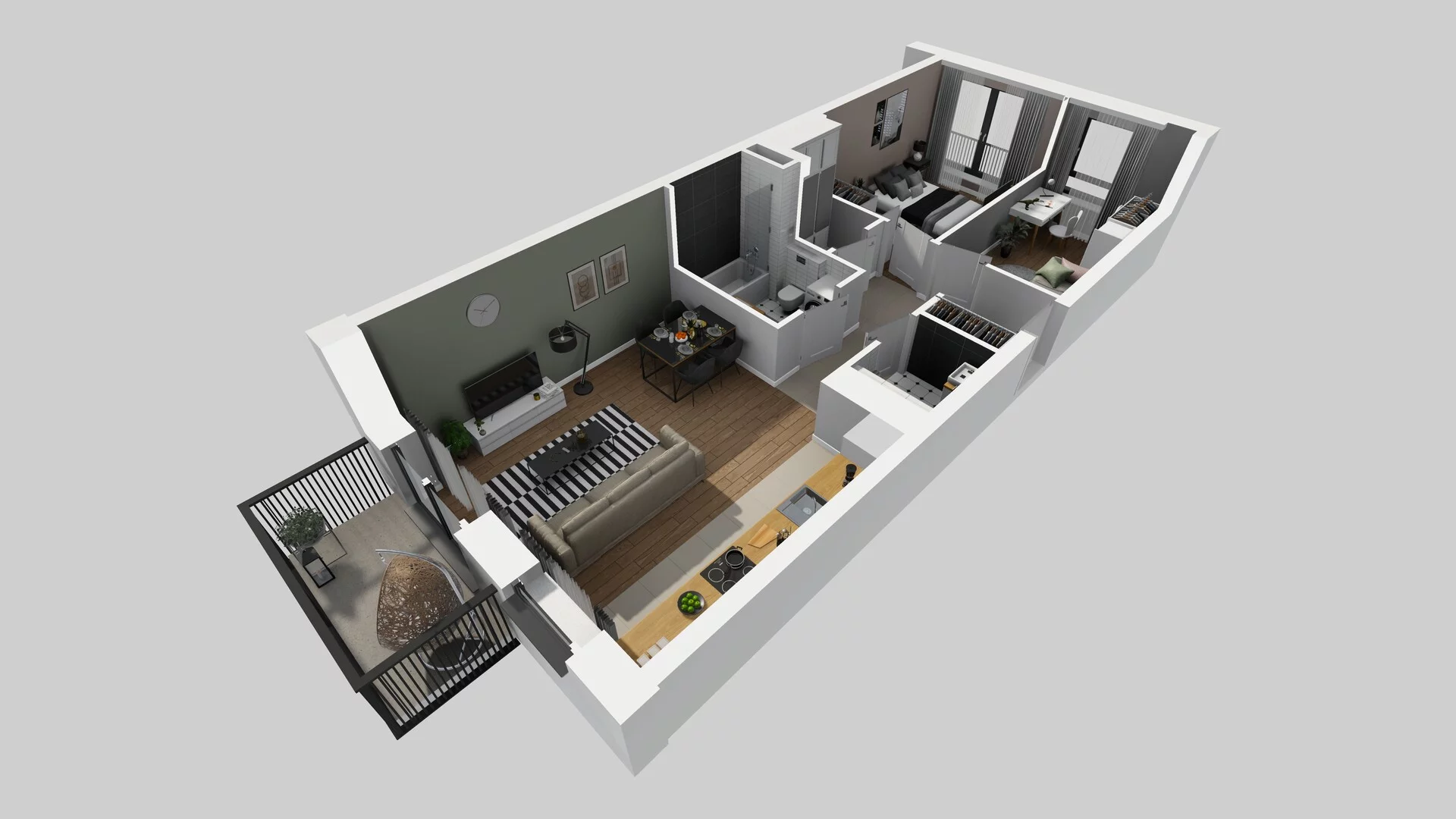 3 pokoje, mieszkanie 61,29 m², piętro 3, oferta nr B/99, Apartamenty nad Oławką 2, Wrocław, Przedmieście Oławskie, Krzyki, ul. Krakowska 98a