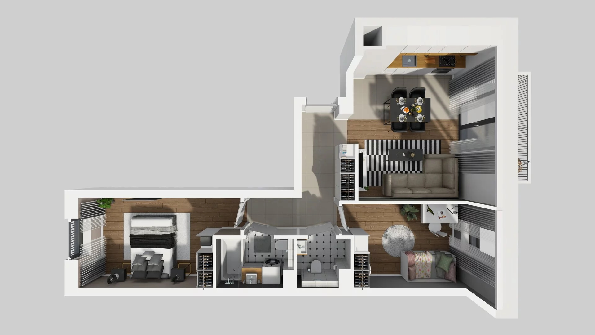 3 pokoje, mieszkanie 58,41 m², piętro 3, oferta nr B/122, Apartamenty nad Oławką 2, Wrocław, Przedmieście Oławskie, Krzyki, ul. Krakowska 98a
