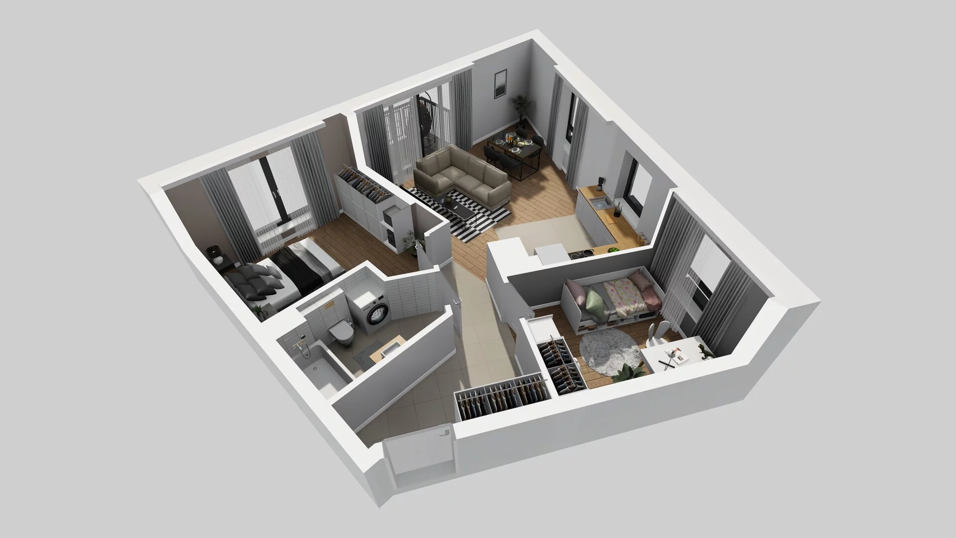 3 pokoje, mieszkanie 64,59 m², piętro 3, oferta nr B/145, Apartamenty nad Oławką 2, Wrocław, Przedmieście Oławskie, Krzyki, ul. Krakowska 98a