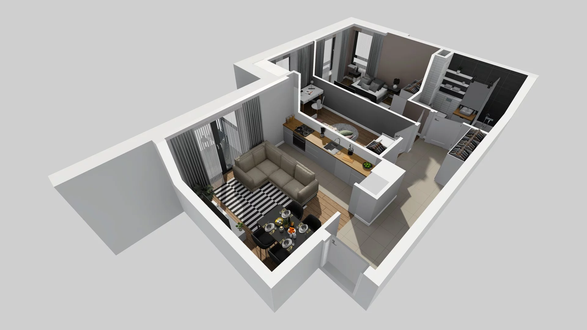 3 pokoje, mieszkanie 53,74 m², piętro 4, oferta nr B/44, Apartamenty nad Oławką 2, Wrocław, Przedmieście Oławskie, Krzyki, ul. Krakowska 98a