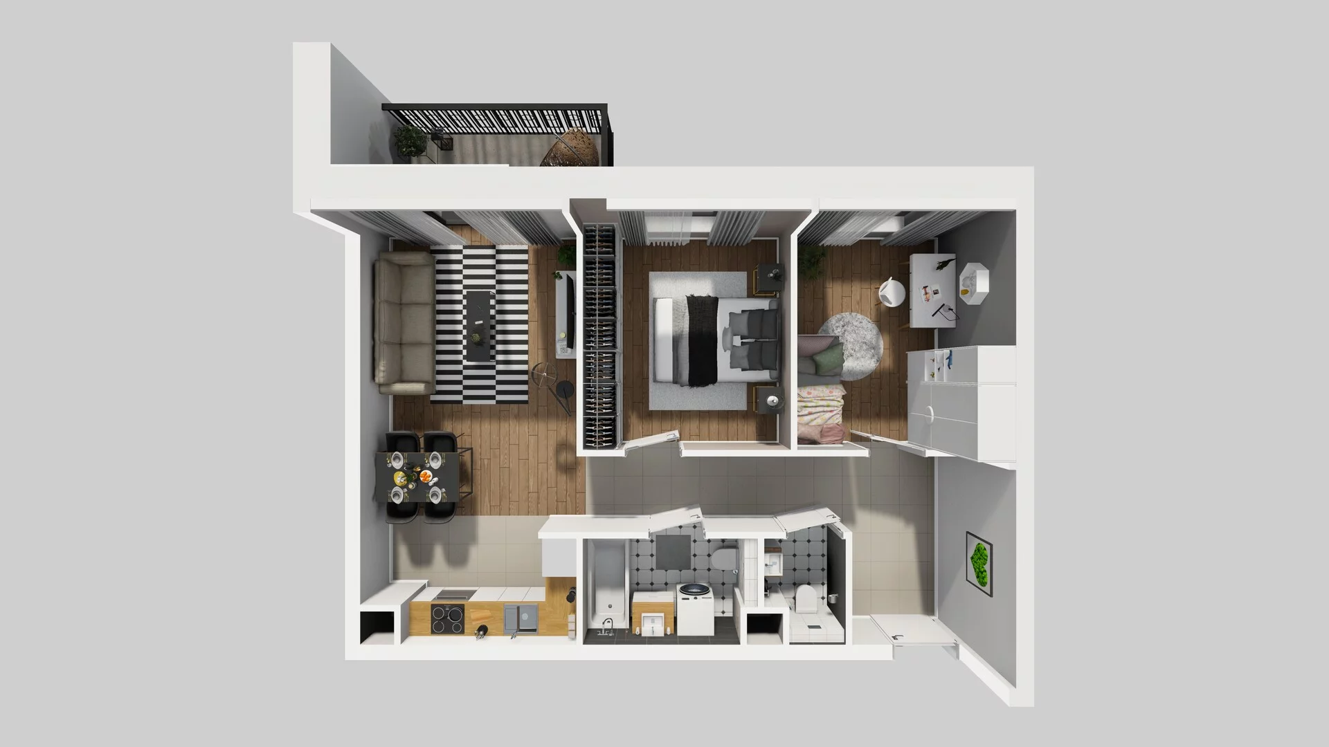 3 pokoje, mieszkanie 60,18 m², piętro 4, oferta nr B/45, Apartamenty nad Oławką 2, Wrocław, Przedmieście Oławskie, Krzyki, ul. Krakowska 98a