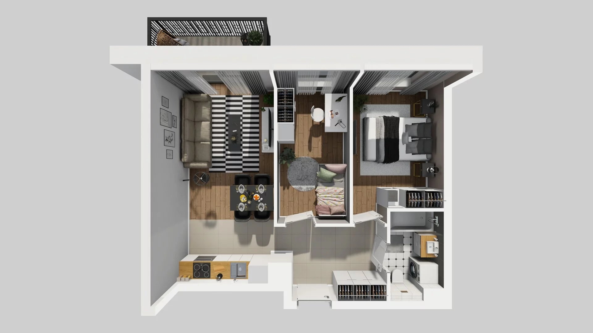 3 pokoje, mieszkanie 49,58 m², piętro 4, oferta nr B/46, Apartamenty nad Oławką 2, Wrocław, Przedmieście Oławskie, Krzyki, ul. Krakowska 98a