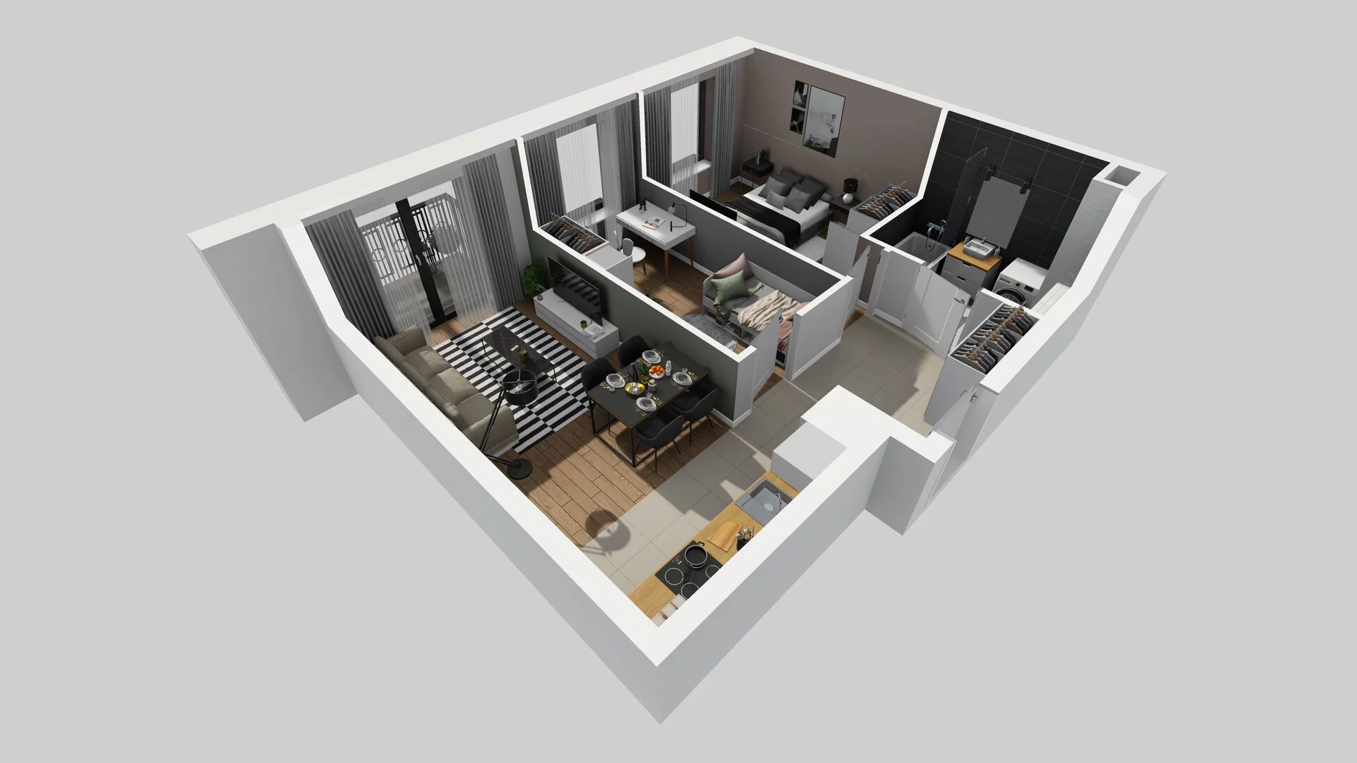 3 pokoje, mieszkanie 49,58 m², piętro 4, oferta nr B/46, Apartamenty nad Oławką 2, Wrocław, Przedmieście Oławskie, Krzyki, ul. Krakowska 98a