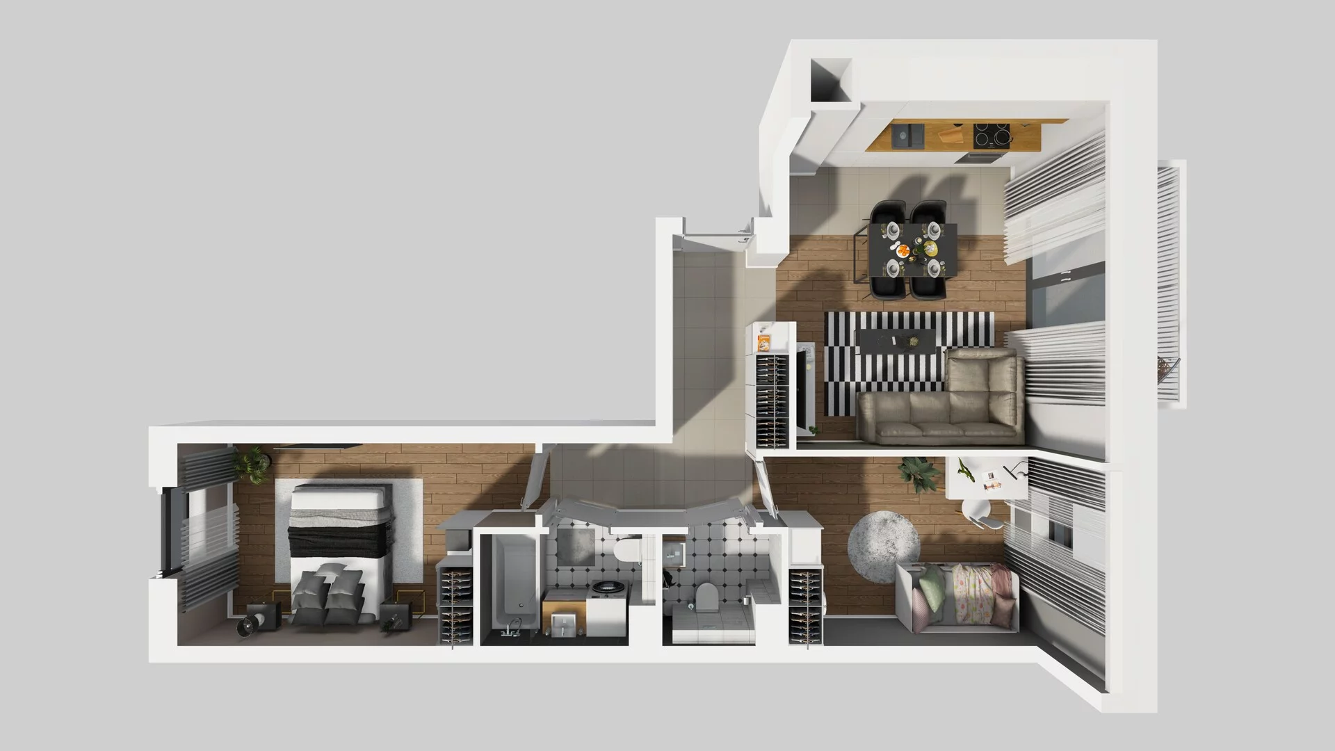 3 pokoje, mieszkanie 58,41 m², piętro 4, oferta nr B/126, Apartamenty nad Oławką 2, Wrocław, Przedmieście Oławskie, Krzyki, ul. Krakowska 98a