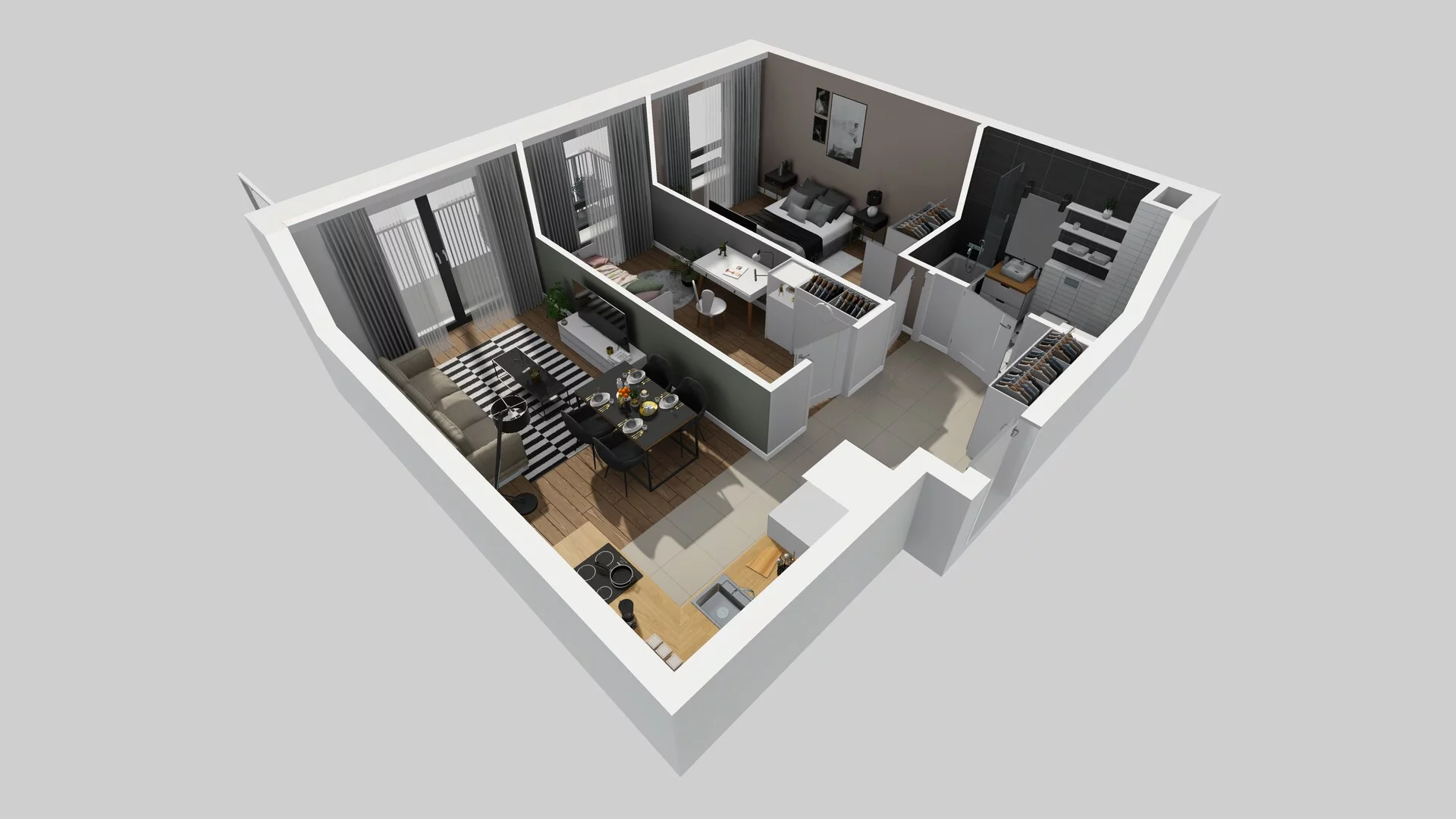 3 pokoje, mieszkanie 53,11 m², piętro 5, oferta nr B/22, Apartamenty nad Oławką 2, Wrocław, Przedmieście Oławskie, Krzyki, ul. Krakowska 98a