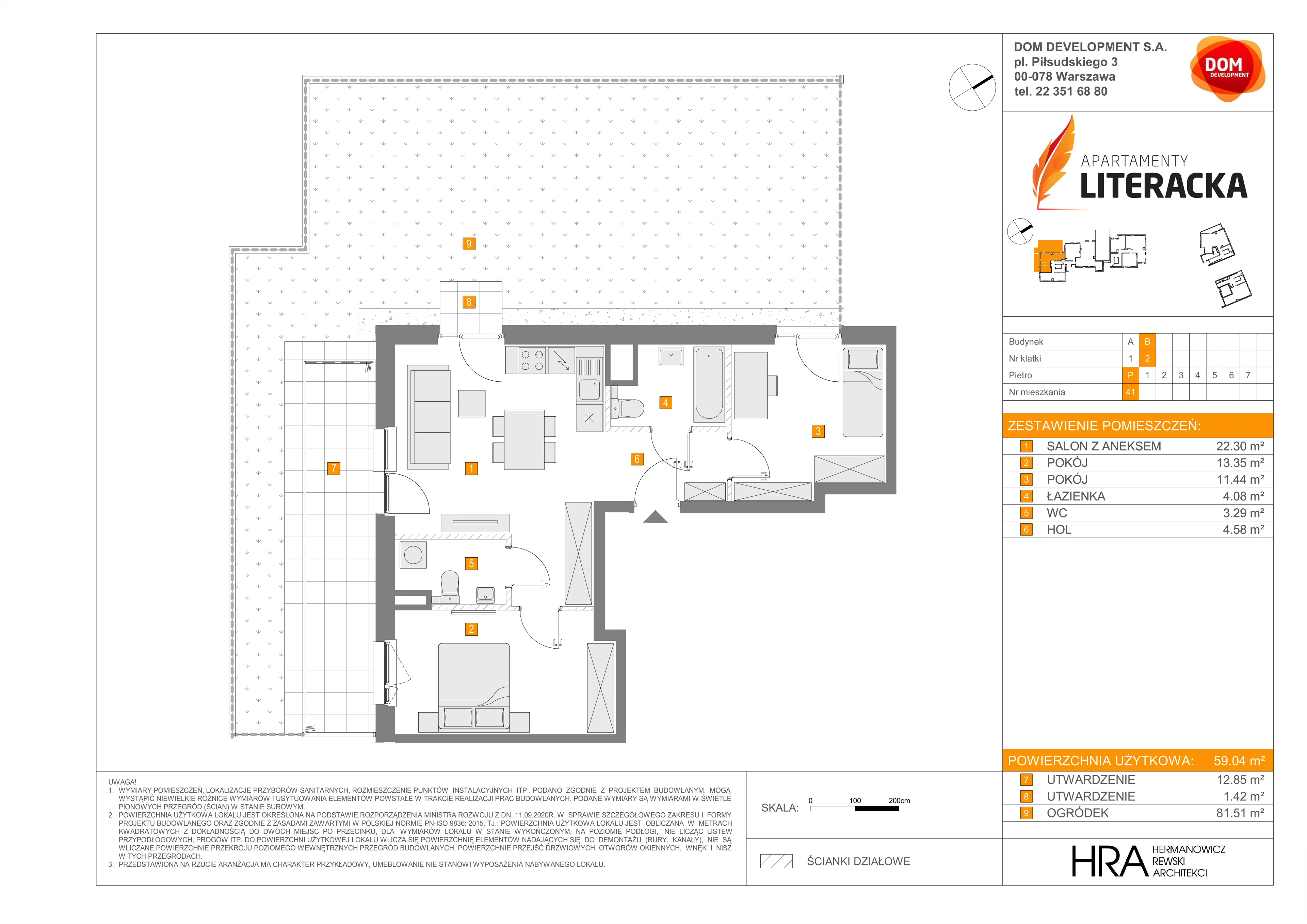 Mieszkanie 59,04 m², parter, oferta nr B/41, Apartamenty Literacka, Warszawa, Bielany, Piaski, ul. Literacka