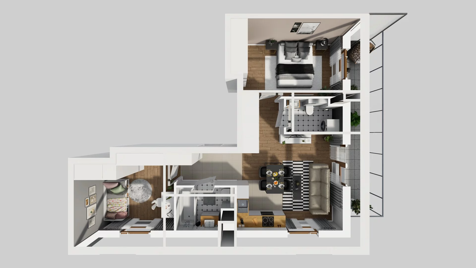 3 pokoje, mieszkanie 60,20 m², piętro 1, oferta nr B/45, Apartamenty Literacka, Warszawa, Bielany, Piaski, ul. Literacka