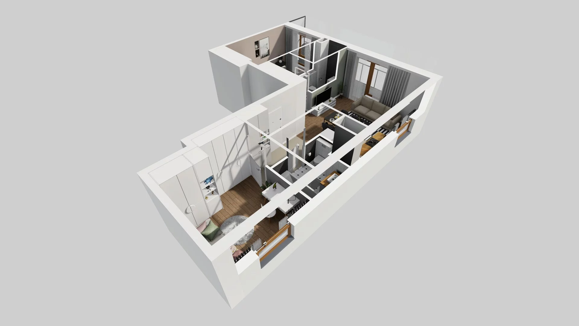 3 pokoje, mieszkanie 60,20 m², piętro 1, oferta nr B/45, Apartamenty Literacka, Warszawa, Bielany, Piaski, ul. Literacka