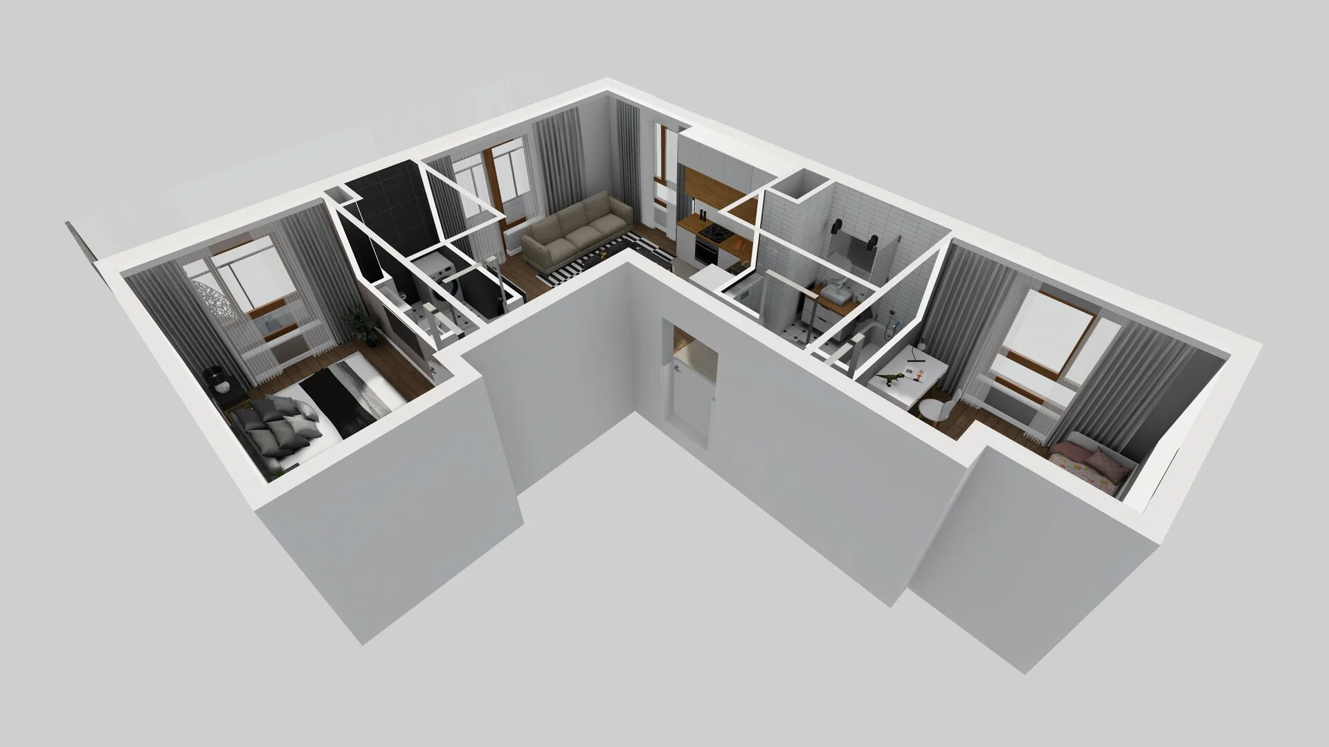 3 pokoje, mieszkanie 60,20 m², piętro 1, oferta nr B/45, Apartamenty Literacka, Warszawa, Bielany, Piaski, ul. Literacka
