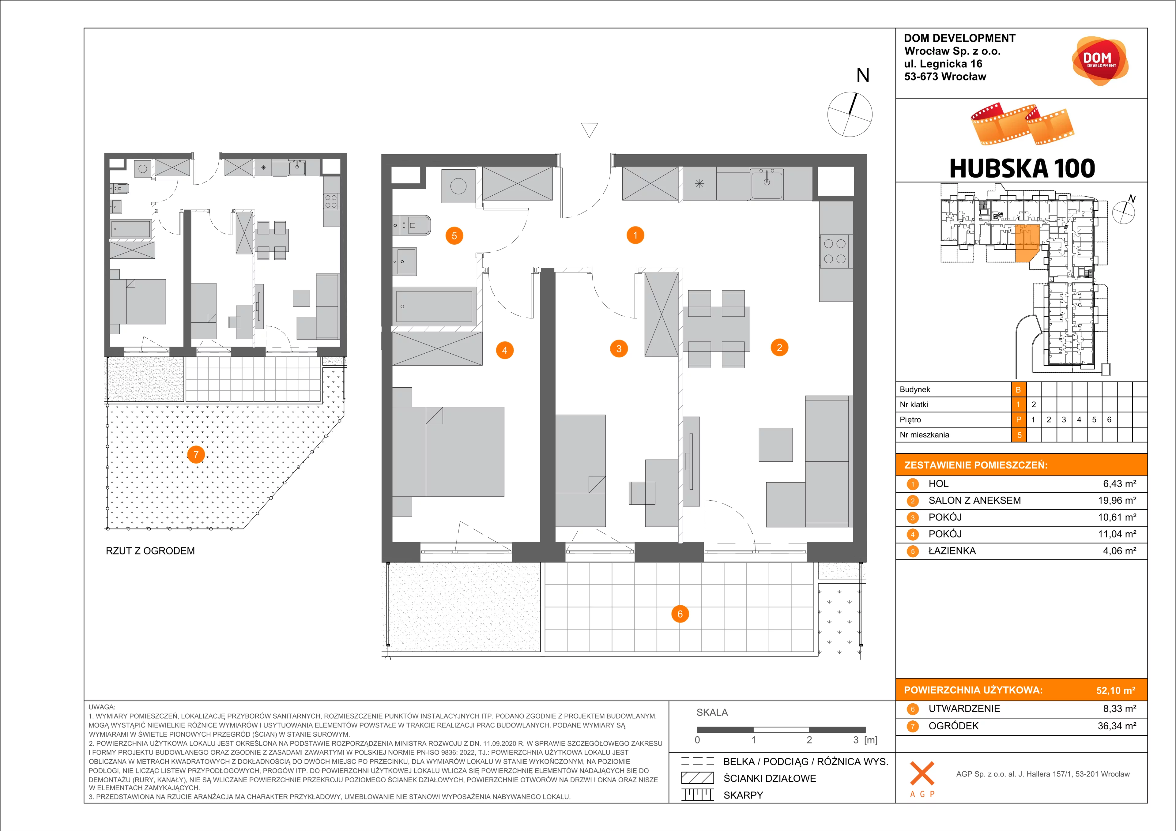 3 pokoje, mieszkanie 52,10 m², parter, oferta nr B/5, Hubska 100, Wrocław, Huby, Krzyki, ul. Paczkowska