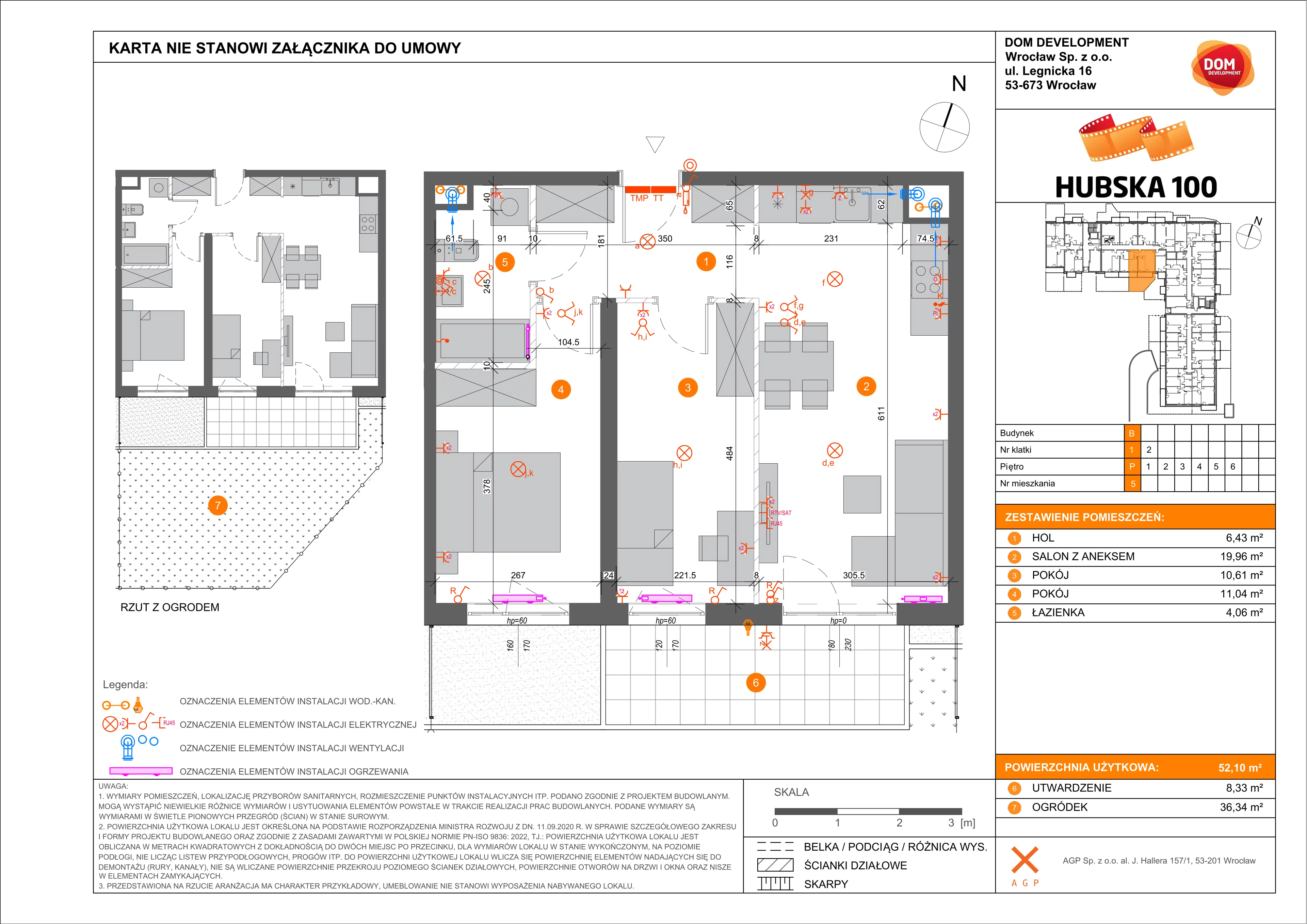 3 pokoje, mieszkanie 52,10 m², parter, oferta nr B/5, Hubska 100, Wrocław, Huby, Krzyki, ul. Paczkowska