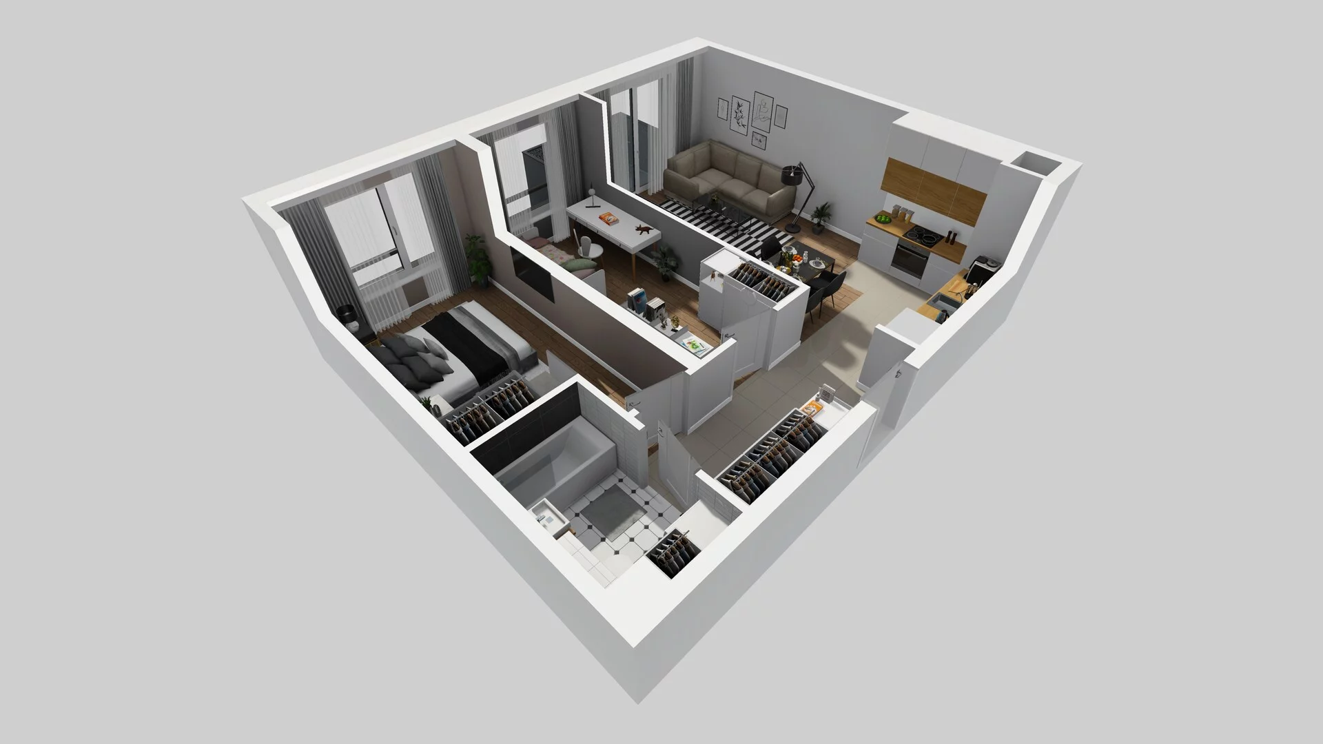 3 pokoje, mieszkanie 56,89 m², piętro 1, oferta nr B/44, Hubska 100, Wrocław, Huby, Krzyki, ul. Paczkowska