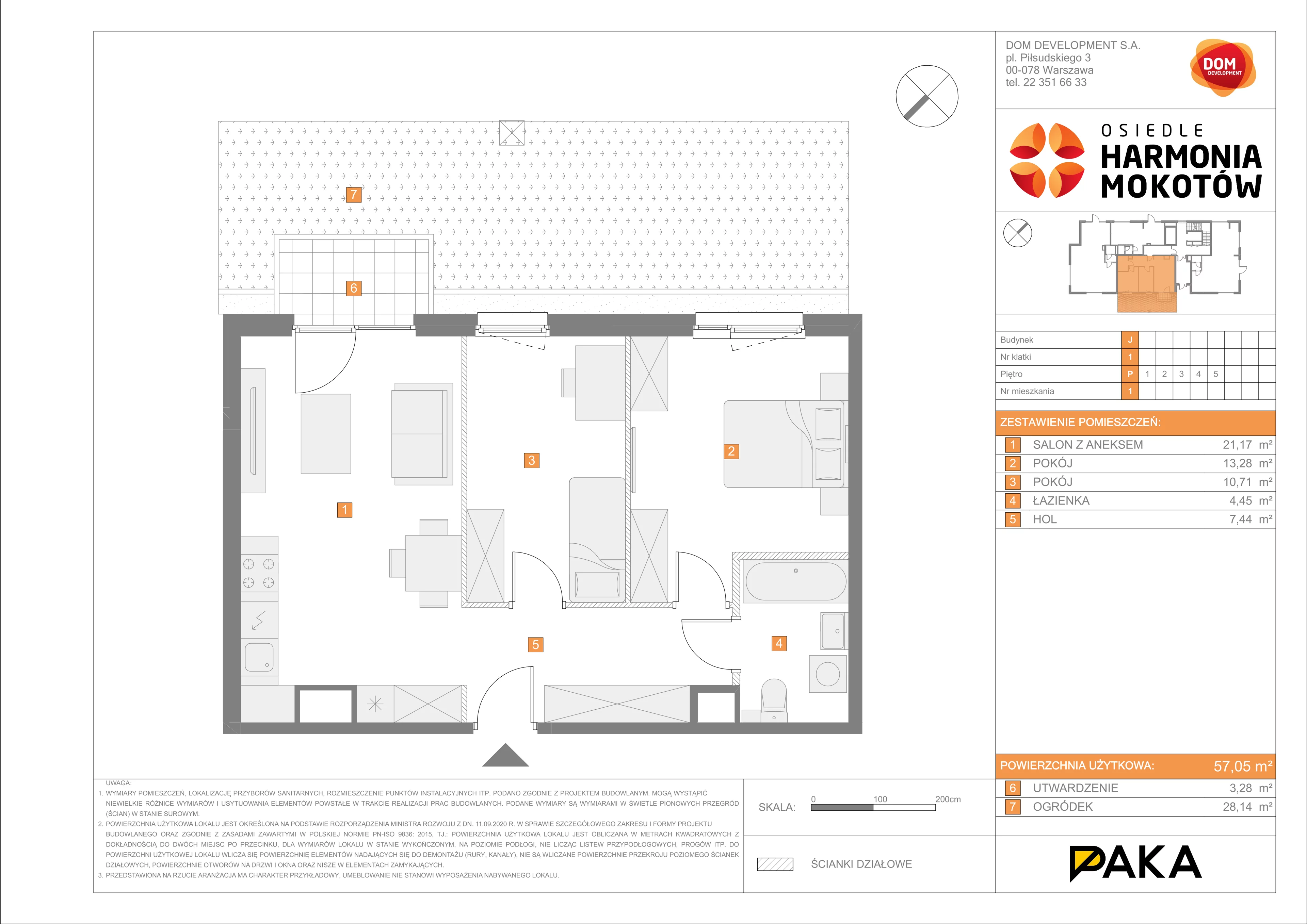 Mieszkanie 57,05 m², parter, oferta nr J/1, Harmonia Mokotów etap 3, Warszawa, Mokotów, Siekierki, al. Polski Walczącej