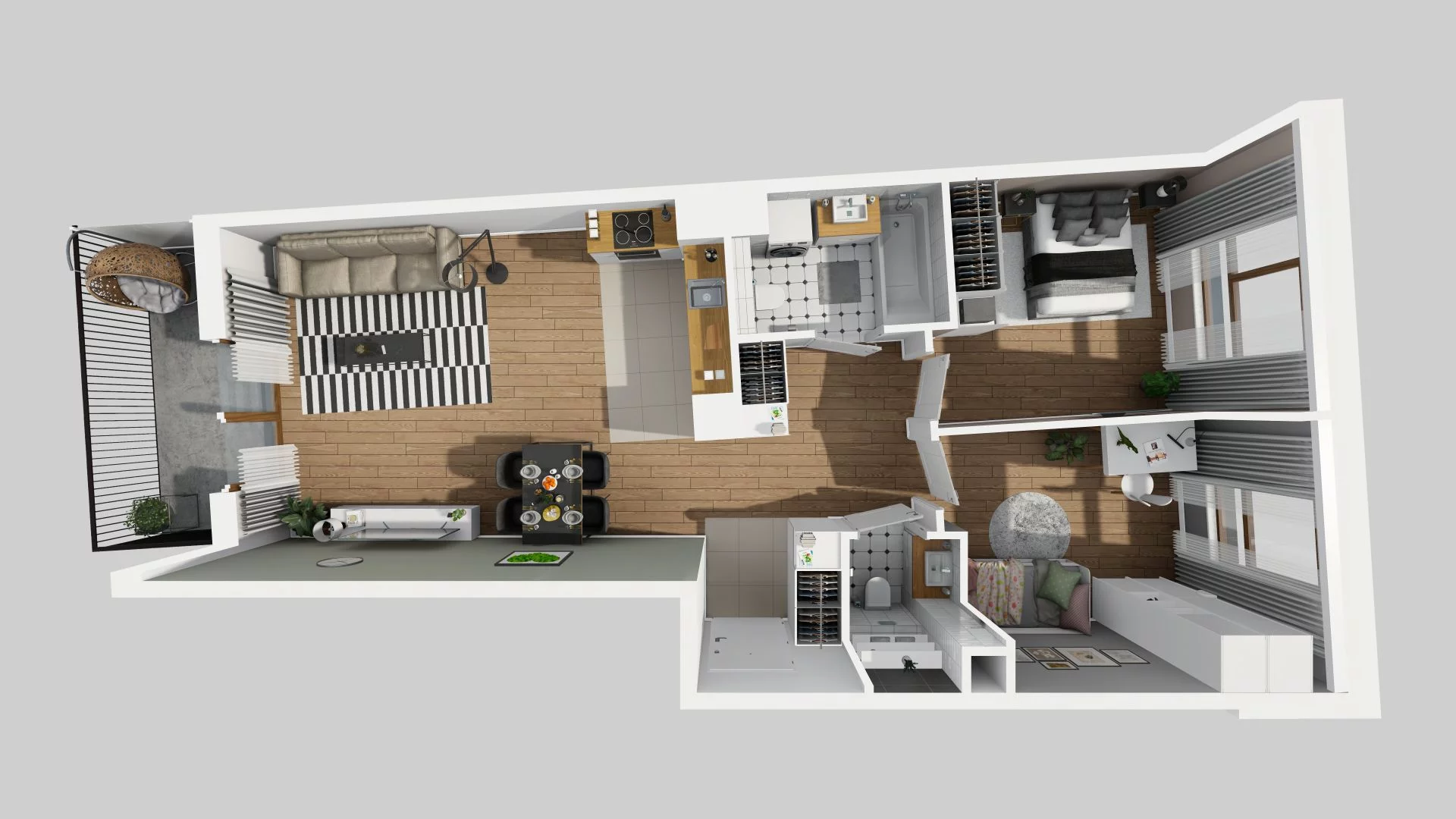 3 pokoje, mieszkanie 64,26 m², piętro 2, oferta nr B/7, Harmonia Mokotów, Warszawa, Mokotów, Siekierki, al. Polski Walczącej / Józefa Becka