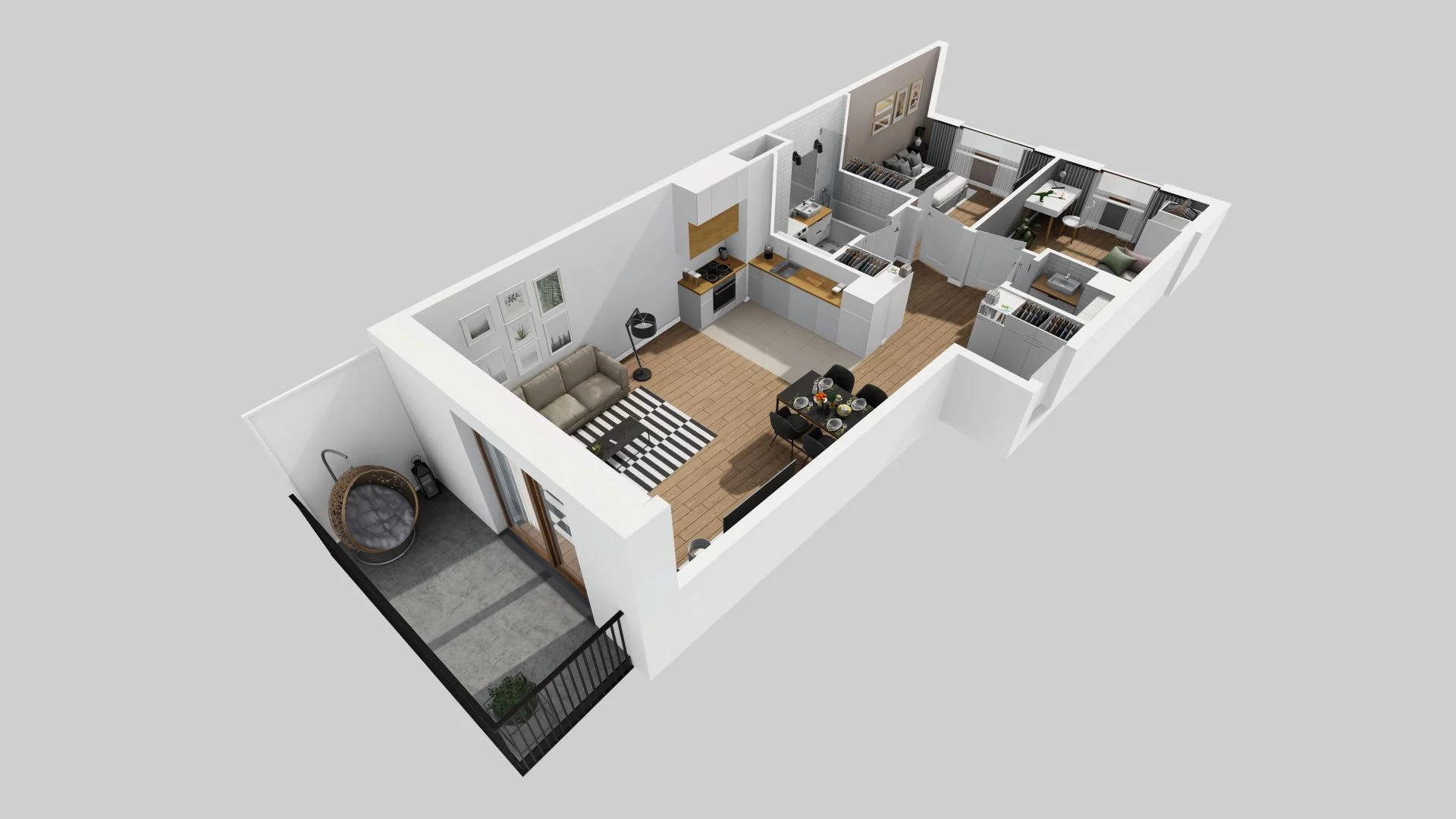 3 pokoje, mieszkanie 64,26 m², piętro 4, oferta nr B/13, Harmonia Mokotów, Warszawa, Mokotów, Siekierki, al. Polski Walczącej / Józefa Becka