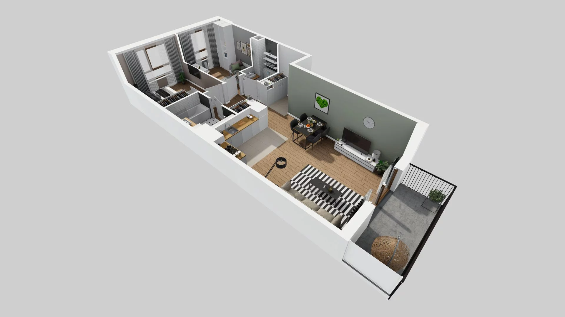 3 pokoje, mieszkanie 64,26 m², piętro 4, oferta nr B/13, Harmonia Mokotów, Warszawa, Mokotów, Siekierki, al. Polski Walczącej / Józefa Becka