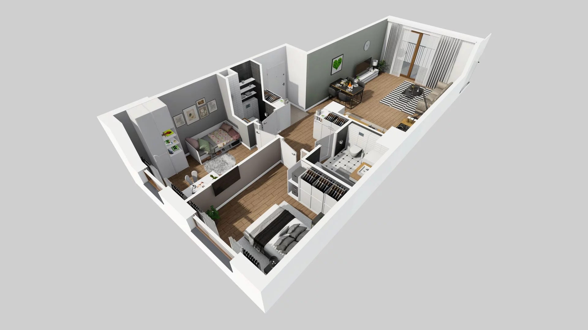 3 pokoje, mieszkanie 64,26 m², piętro 4, oferta nr B/13, Harmonia Mokotów, Warszawa, Mokotów, Siekierki, al. Polski Walczącej / Józefa Becka