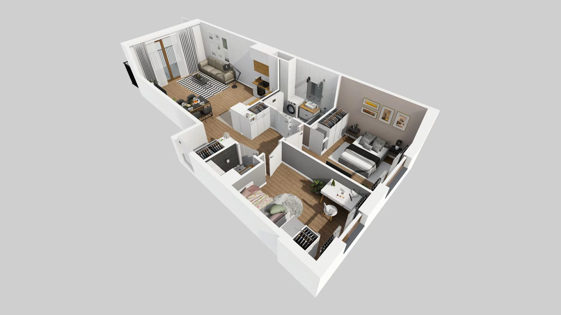 3 pokoje, mieszkanie 64,26 m², piętro 4, oferta nr B/13, Harmonia Mokotów, Warszawa, Mokotów, Siekierki, al. Polski Walczącej / Józefa Becka