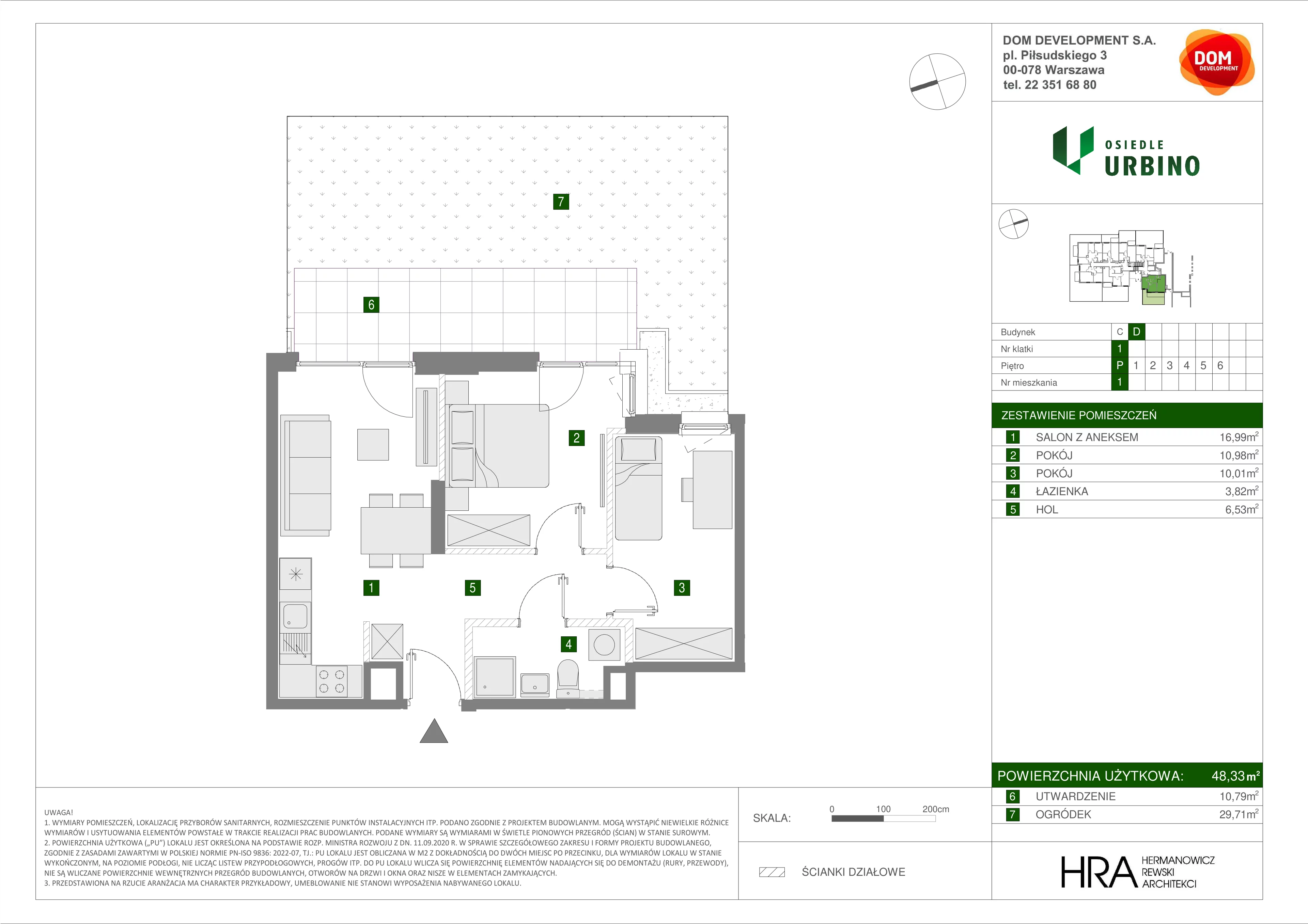 Mieszkanie 48,33 m², parter, oferta nr D/1, Osiedle Urbino, Warszawa, Włochy, Raków, ul. Równoległa