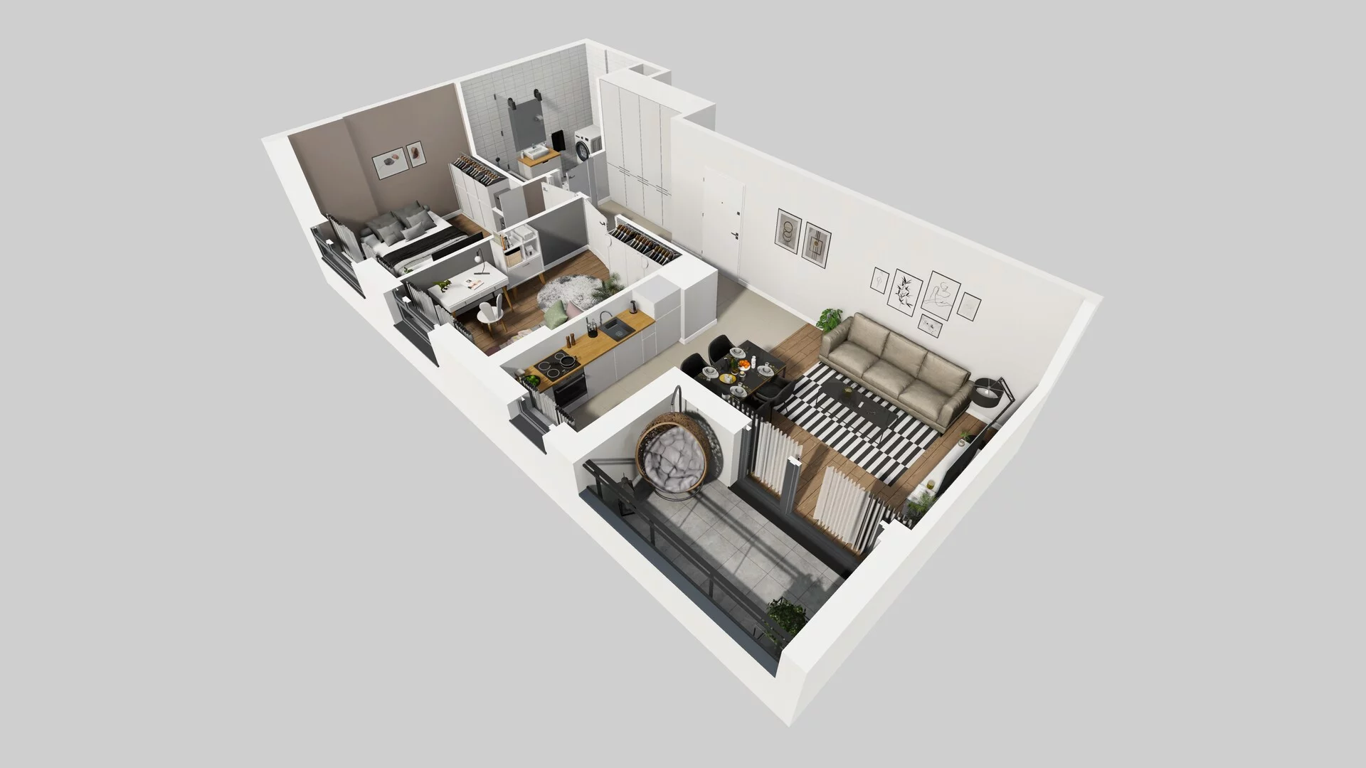3 pokoje, mieszkanie 56,28 m², piętro 1, oferta nr D/5, Osiedle Urbino 1.4, Warszawa, Włochy, Raków, ul. Równoległa