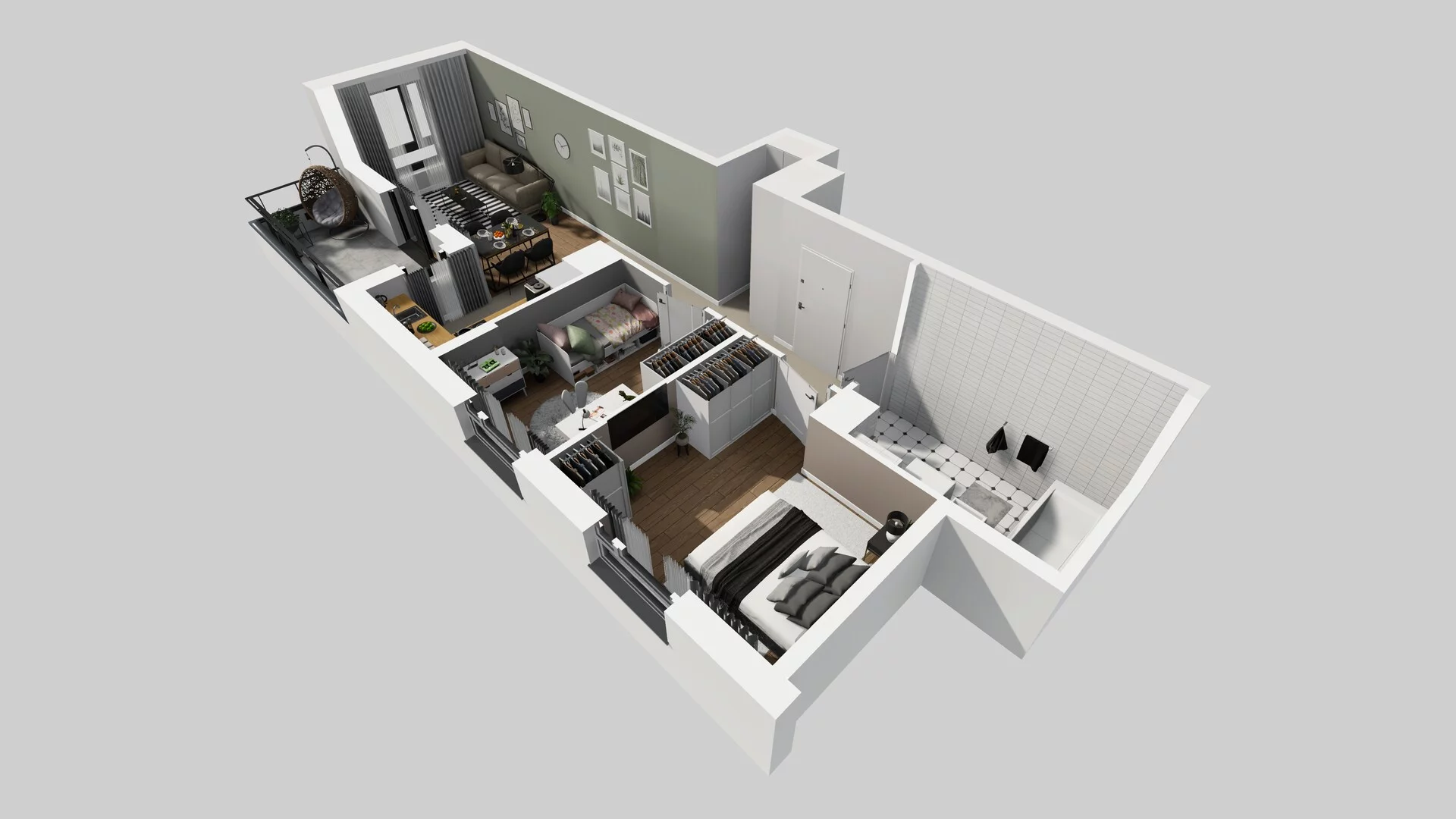 3 pokoje, mieszkanie 57,69 m², piętro 1, oferta nr D/59, Osiedle Urbino 1.4, Warszawa, Włochy, Raków, ul. Równoległa