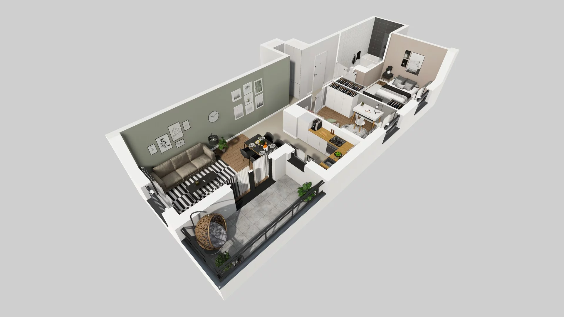 3 pokoje, mieszkanie 57,69 m², piętro 1, oferta nr D/59, Osiedle Urbino 1.4, Warszawa, Włochy, Raków, ul. Równoległa