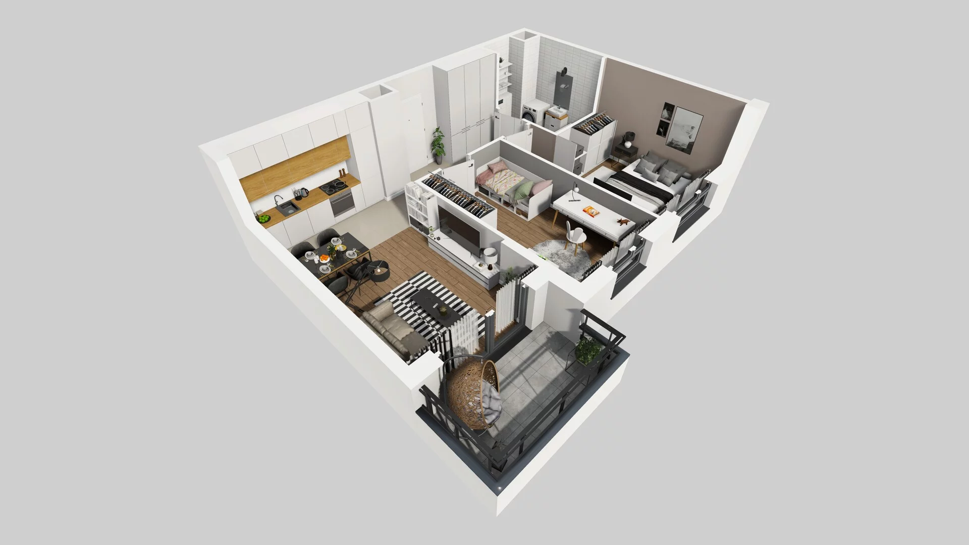 3 pokoje, mieszkanie 54,61 m², piętro 1, oferta nr D/96, Osiedle Urbino 1.4, Warszawa, Włochy, Raków, ul. Równoległa
