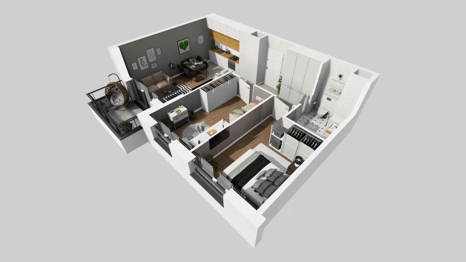 3 pokoje, mieszkanie 54,61 m², piętro 3, oferta nr D/110, Osiedle Urbino 1.4, Warszawa, Włochy, Raków, ul. Równoległa
