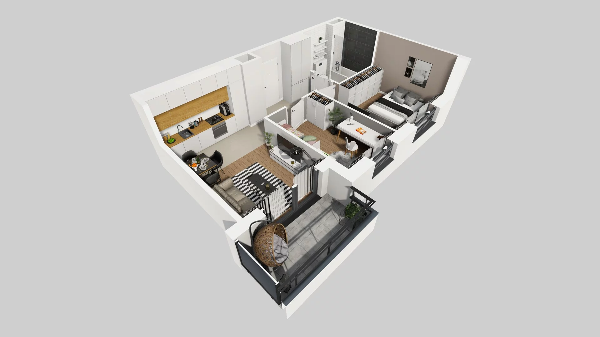 3 pokoje, mieszkanie 49,86 m², piętro 6, oferta nr D/132, Osiedle Urbino 1.4, Warszawa, Włochy, Raków, ul. Równoległa