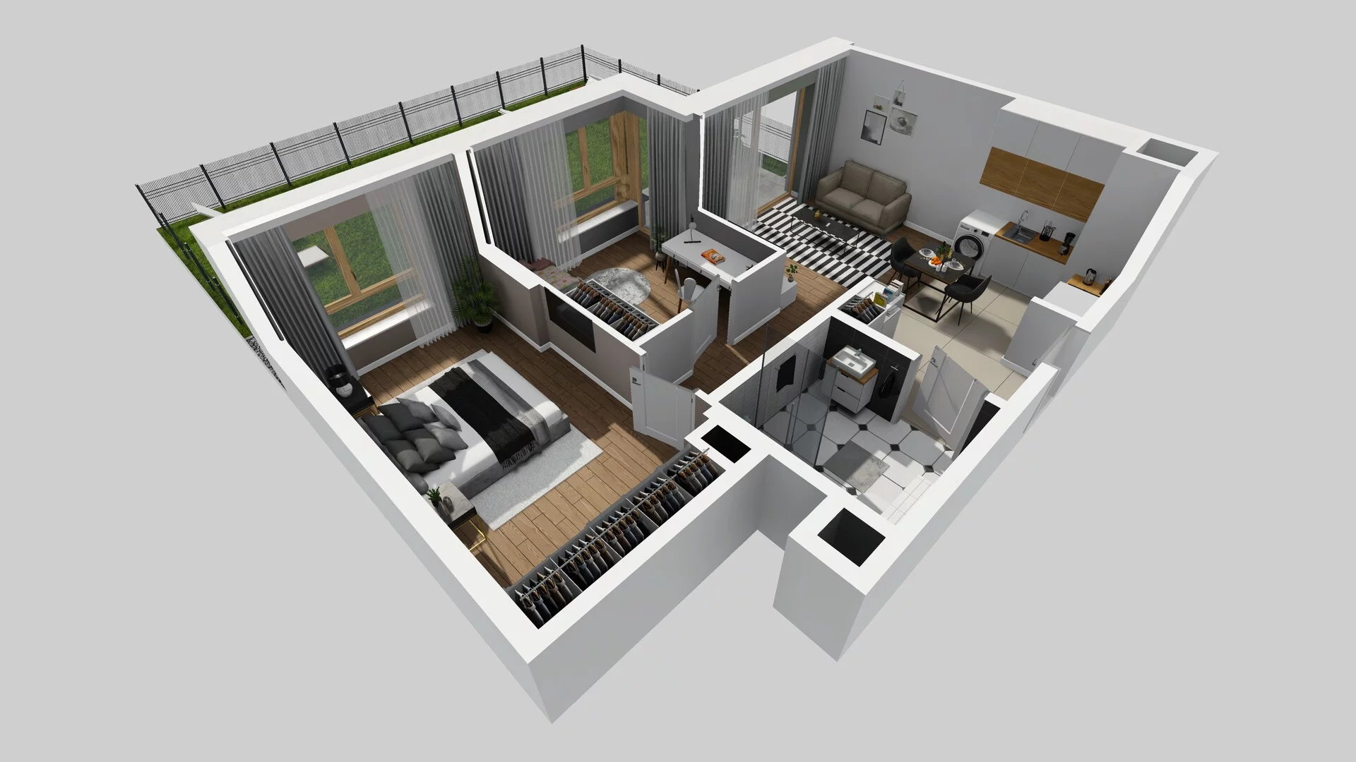 3 pokoje, mieszkanie 57,58 m², parter, oferta nr D/2, Osiedle Urbino, Warszawa, Włochy, Raków, ul. Równoległa