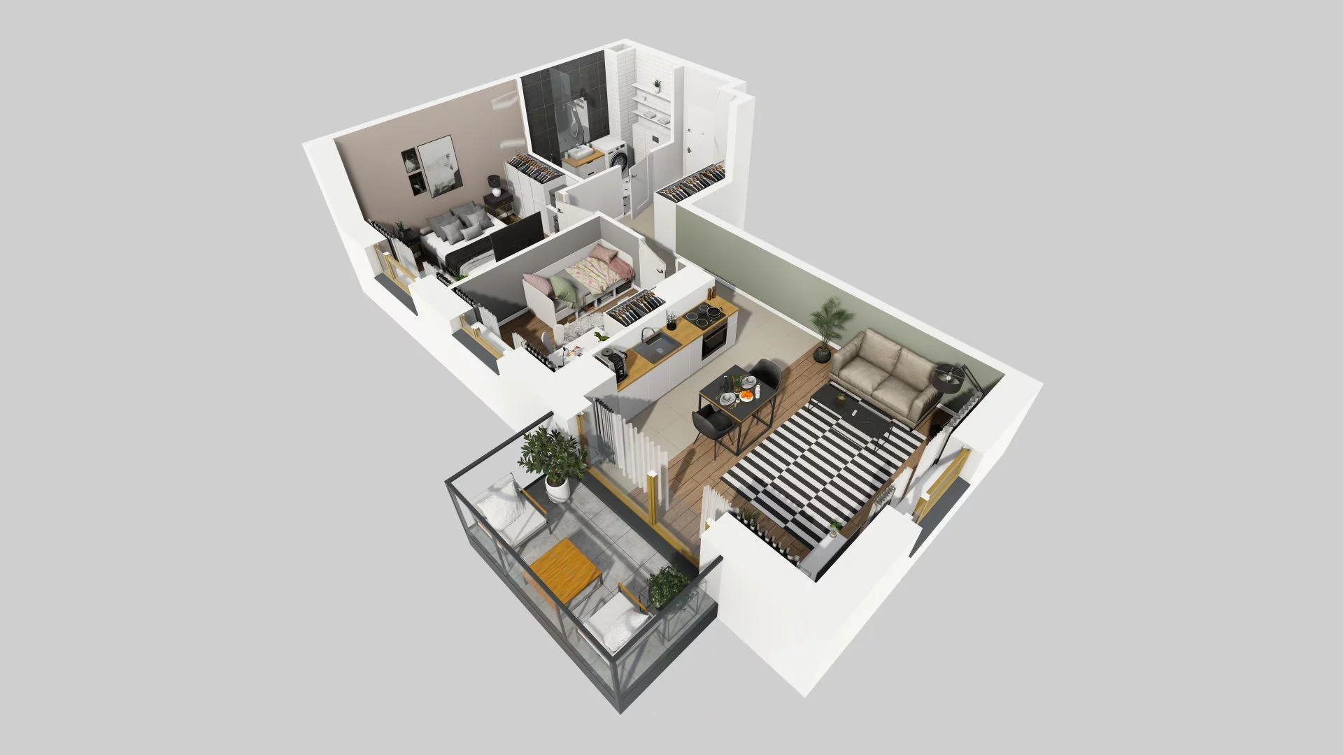 Mieszkanie 51,69 m², piętro 3, oferta nr D/123, Apartamenty Rudnickiego, Warszawa, Bielany, Piaski, ul. Rudnickiego 7