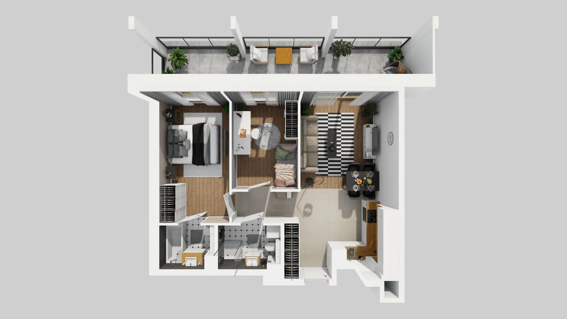 3 pokoje, mieszkanie 59,70 m², piętro 6, oferta nr D/60, Apartamenty Rudnickiego, Warszawa, Bielany, Piaski, ul. Rudnickiego 7