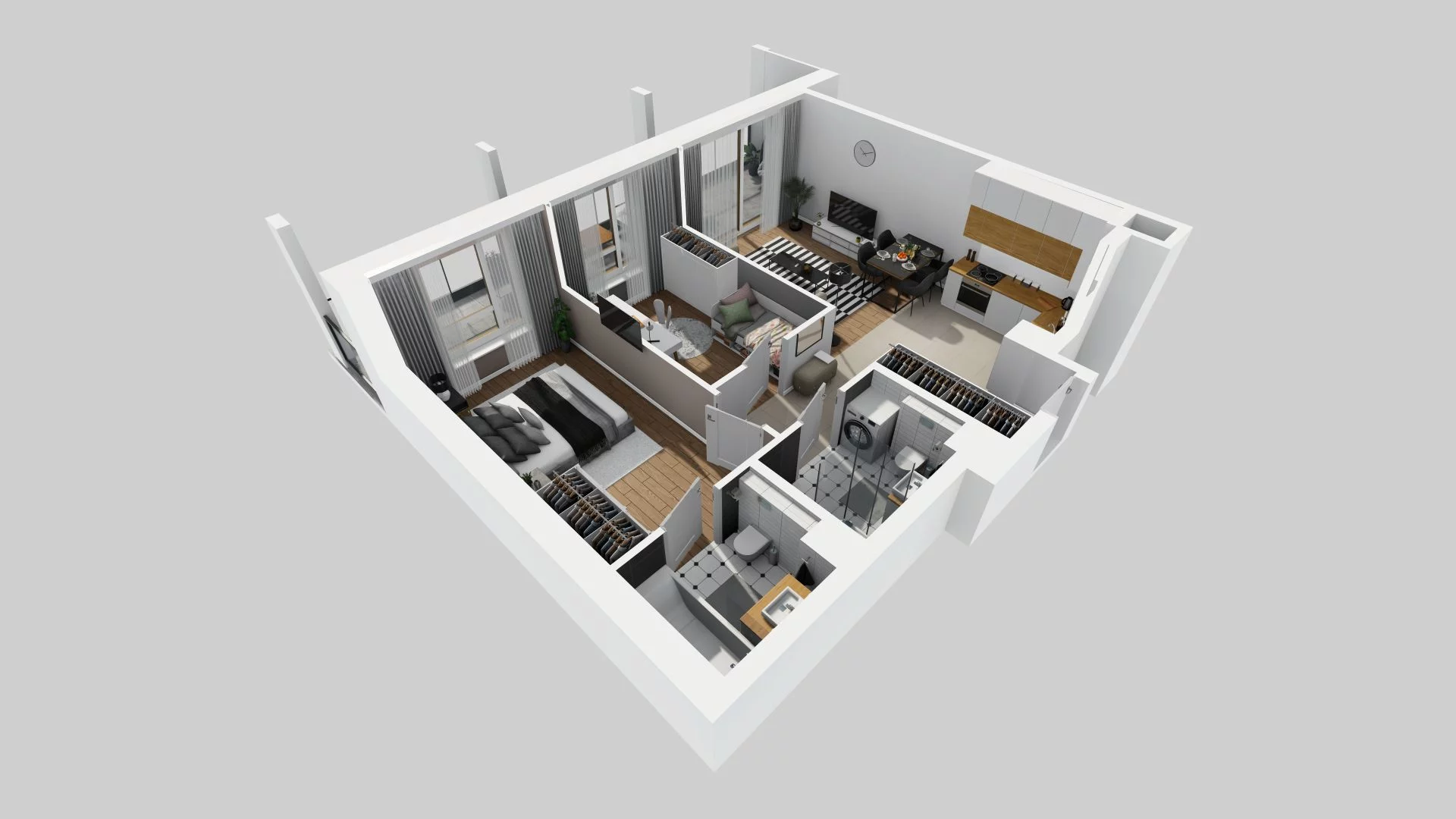 3 pokoje, mieszkanie 59,70 m², piętro 6, oferta nr D/60, Apartamenty Rudnickiego, Warszawa, Bielany, Piaski, ul. Rudnickiego 7
