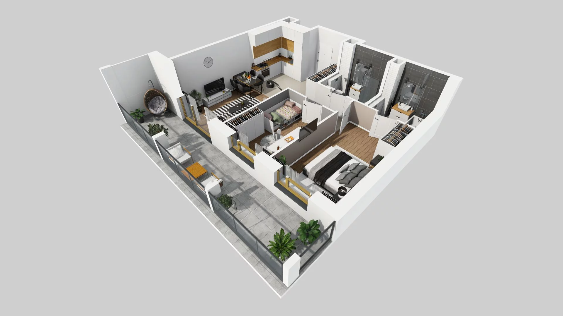 3 pokoje, mieszkanie 59,70 m², piętro 6, oferta nr D/60, Apartamenty Rudnickiego, Warszawa, Bielany, Piaski, ul. Rudnickiego 7