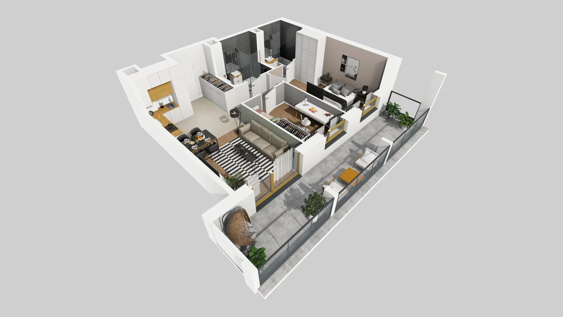 3 pokoje, mieszkanie 59,70 m², piętro 6, oferta nr D/60, Apartamenty Rudnickiego, Warszawa, Bielany, Piaski, ul. Rudnickiego 7