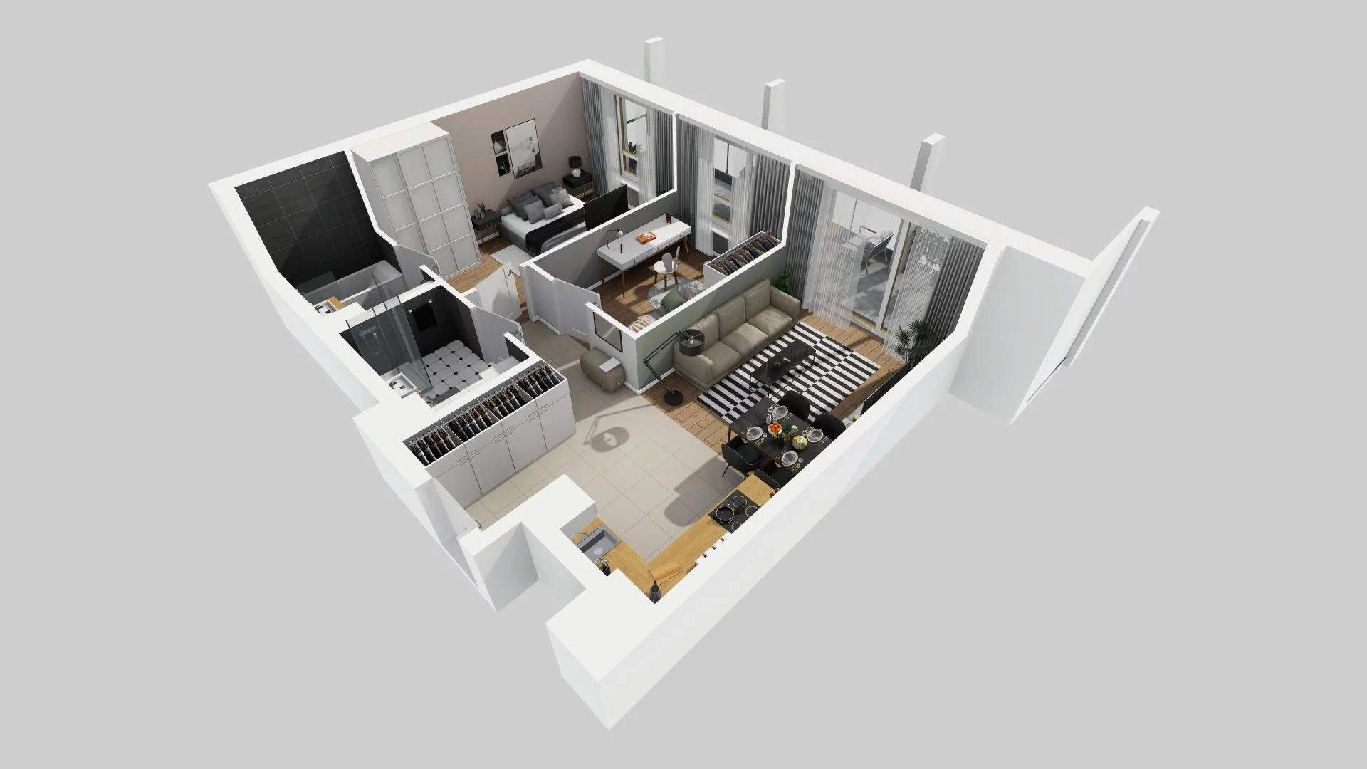 3 pokoje, mieszkanie 59,70 m², piętro 6, oferta nr D/60, Apartamenty Rudnickiego, Warszawa, Bielany, Piaski, ul. Rudnickiego 7