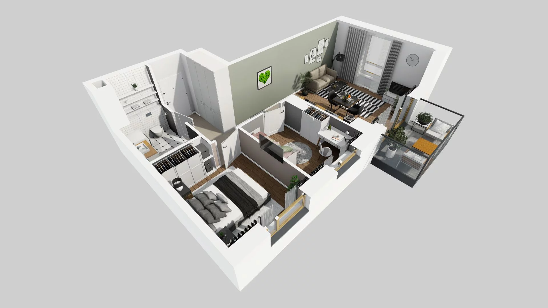 3 pokoje, mieszkanie 51,69 m², piętro 2, oferta nr D/118, Apartamenty Rudnickiego, Warszawa, Bielany, Piaski, ul. Rudnickiego 7