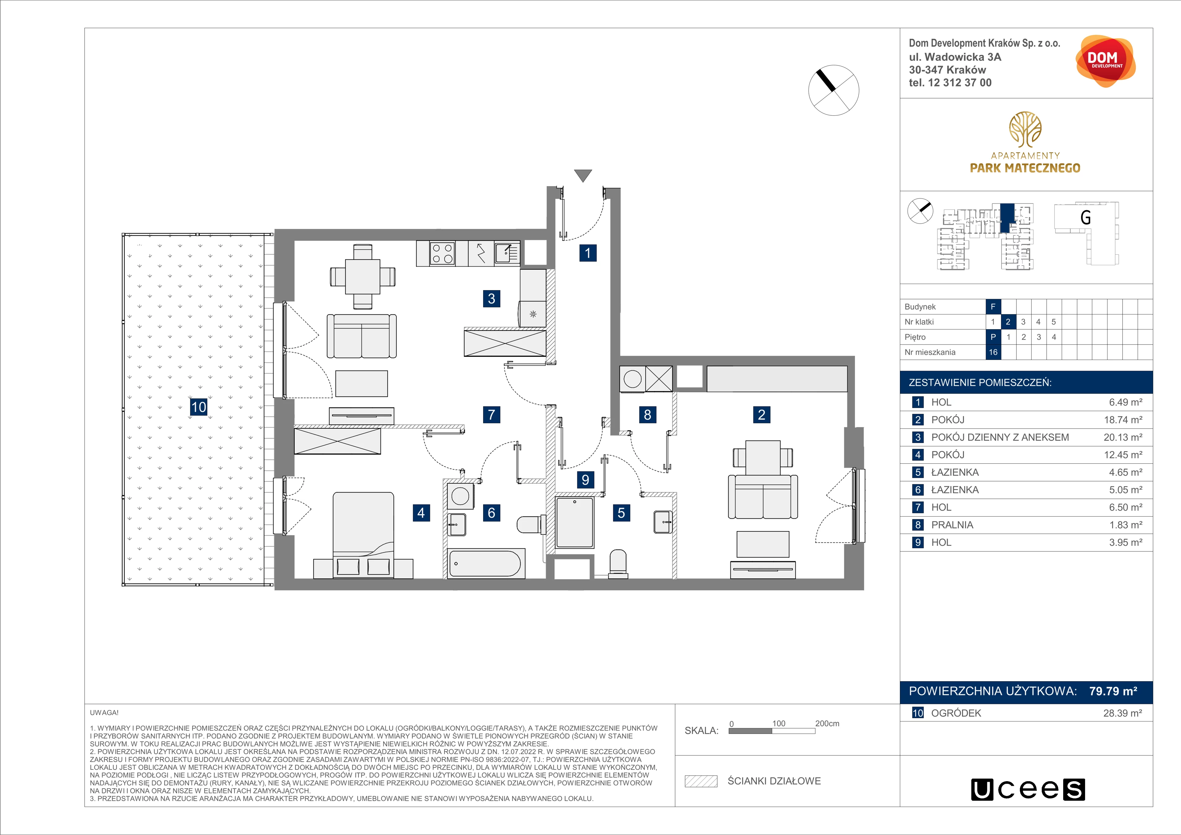 3 pokoje, mieszkanie 79,79 m², parter, oferta nr F/16, Apartamenty Park Matecznego bud. F i G, Kraków, Podgórze, Mateczny, ul. Rydlówka / Nowoorawska