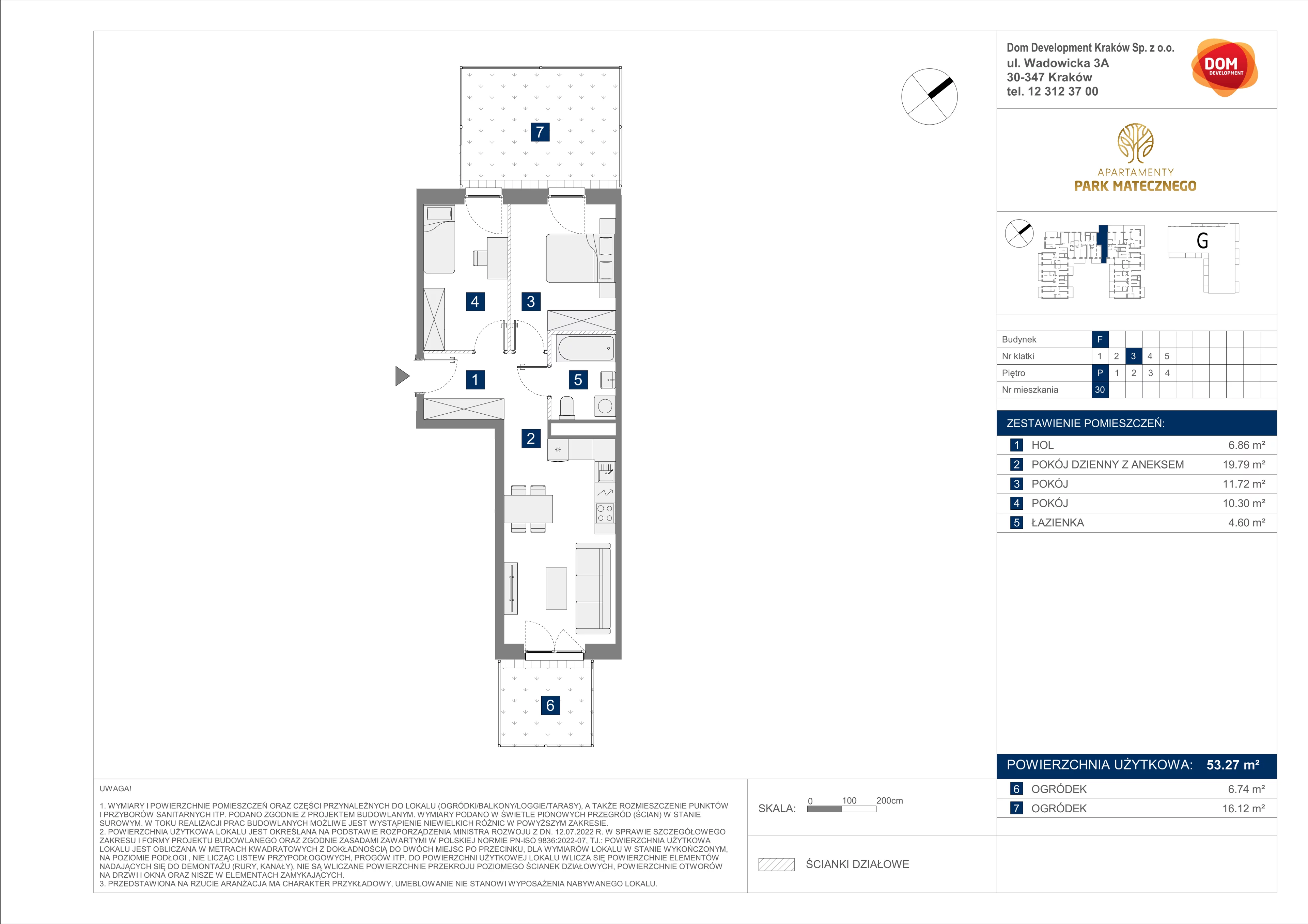 3 pokoje, apartament 53,27 m², parter, oferta nr F/30, Apartamenty Park Matecznego bud. F i G, Kraków, Podgórze, Mateczny, ul. Rydlówka / Nowoorawska