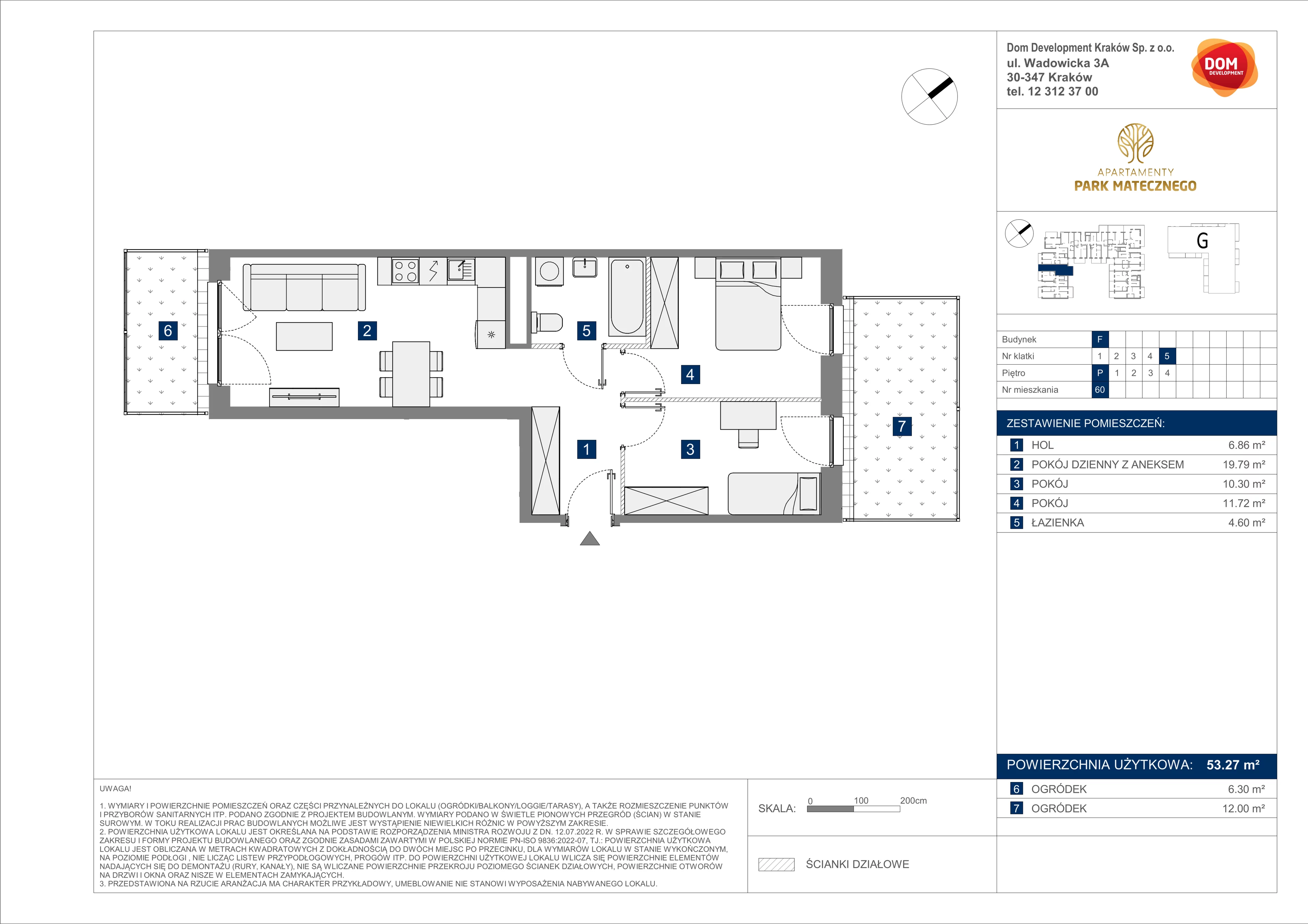 3 pokoje, apartament 53,27 m², parter, oferta nr F/60, Apartamenty Park Matecznego bud. F i G, Kraków, Podgórze, Mateczny, ul. Rydlówka / Nowoorawska