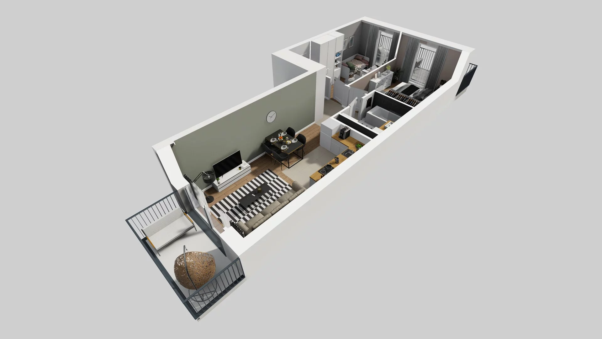 3 pokoje, mieszkanie 55,12 m², piętro 1, oferta nr F/61, Apartamenty Park Matecznego bud. F i G, Kraków, Podgórze, Mateczny, ul. Rydlówka / Nowoorawska