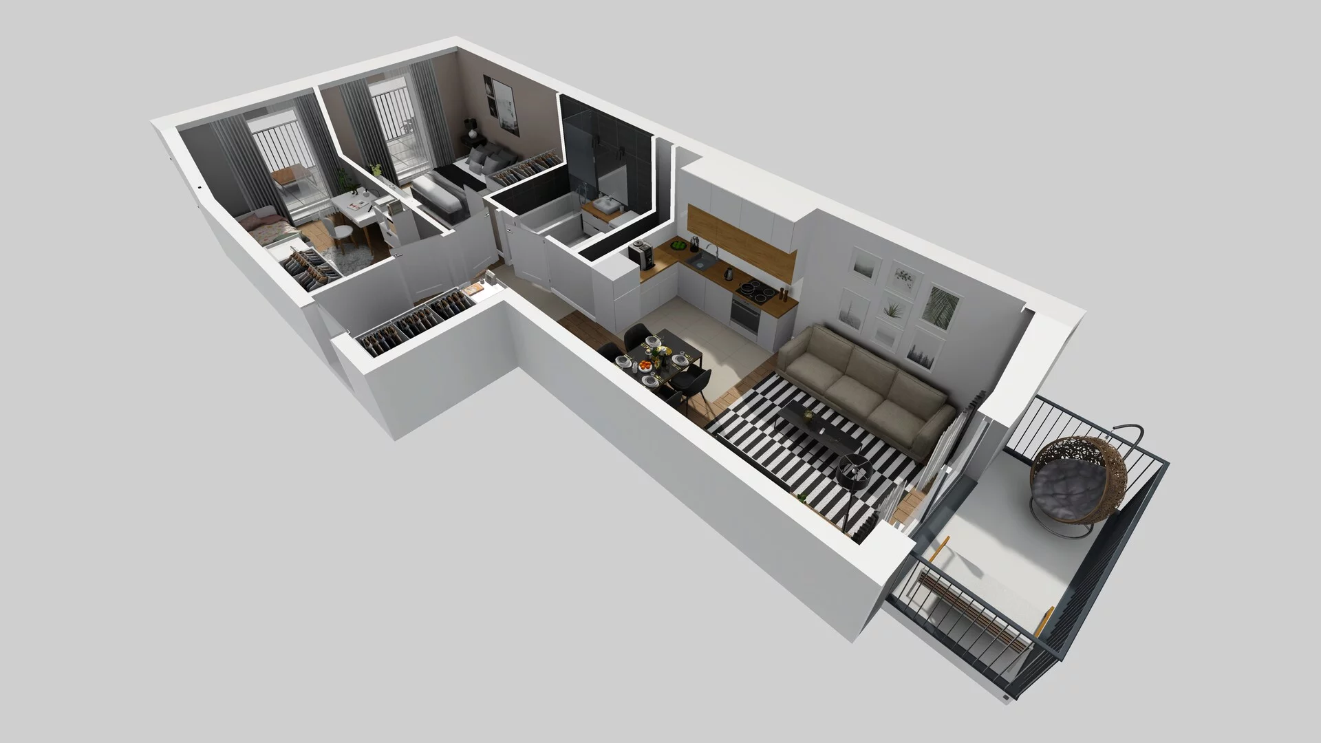 3 pokoje, mieszkanie 55,12 m², piętro 1, oferta nr F/61, Apartamenty Park Matecznego bud. F i G, Kraków, Podgórze, Mateczny, ul. Rydlówka / Nowoorawska