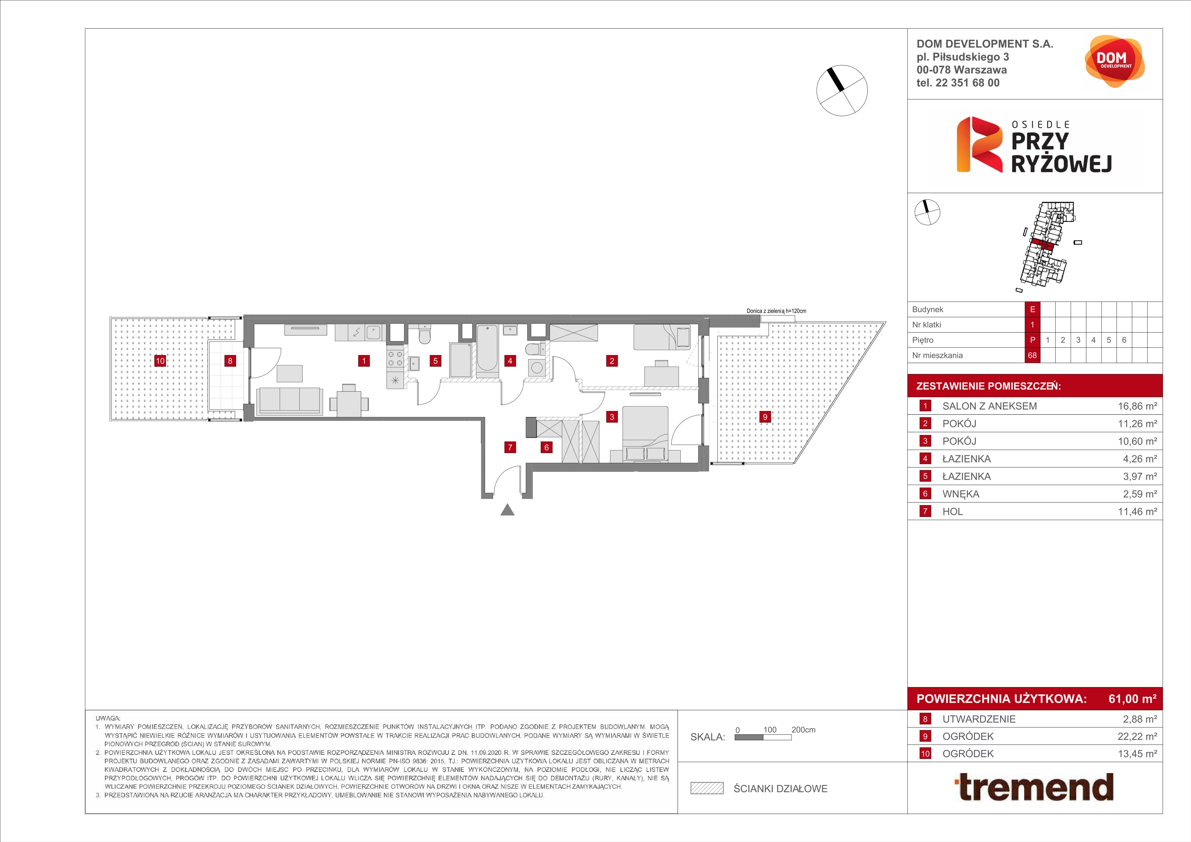 3 pokoje, mieszkanie 61,00 m², parter, oferta nr E/68, Osiedle przy Ryżowej, Warszawa, Ursus, Skorosze, ul. Ryżowa 62