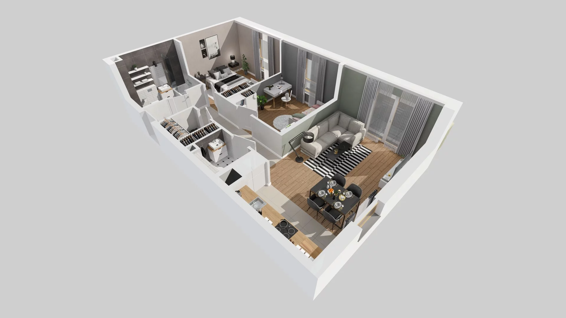 3 pokoje, mieszkanie 63,71 m², piętro 1, oferta nr B/12, Osiedle Zielna 4.2, Wrocław, Psie Pole-Zawidawie, Psie Pole, ul. Zielna