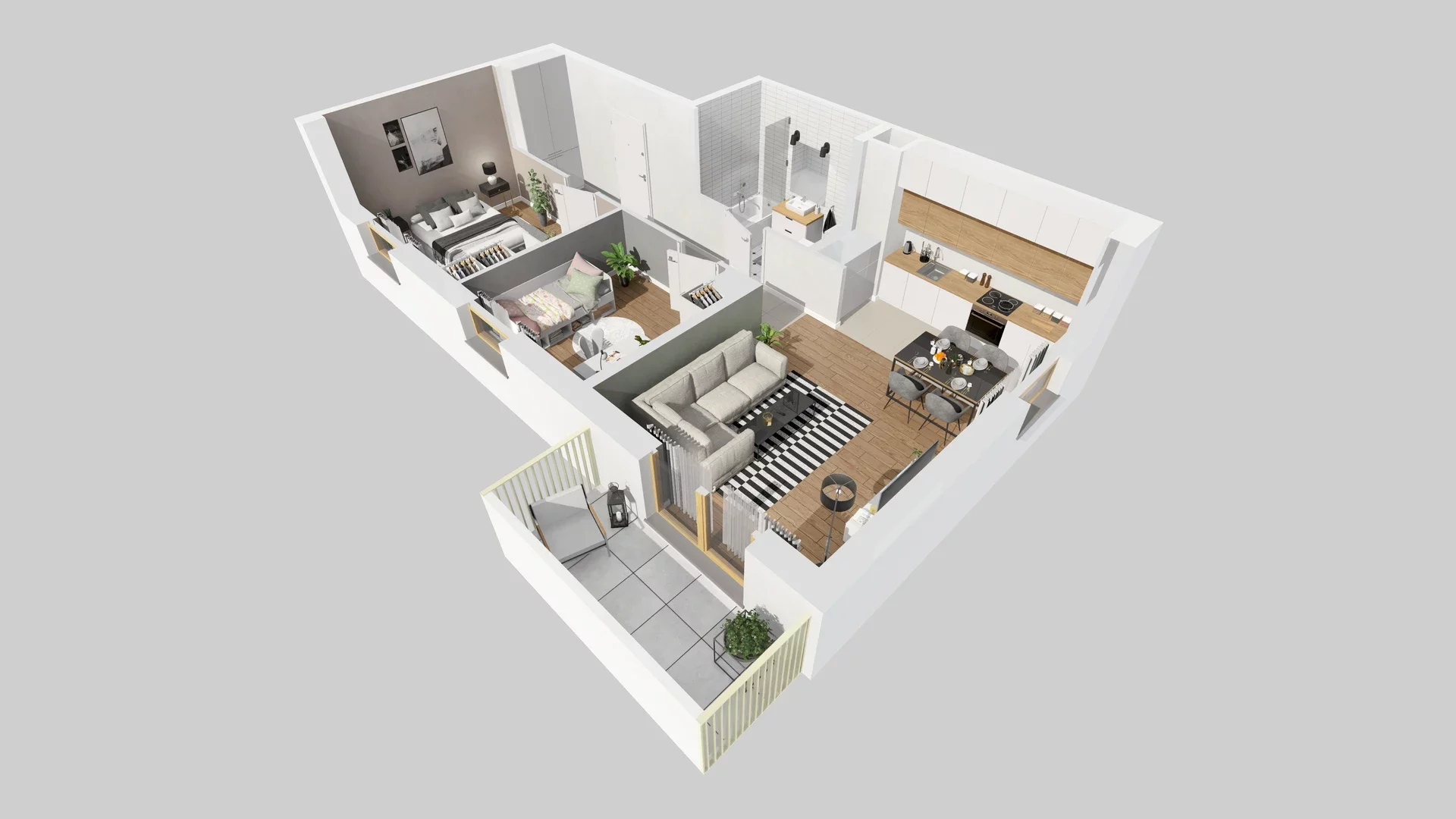 3 pokoje, mieszkanie 56,11 m², piętro 1, oferta nr B/13, Osiedle Zielna 4.2, Wrocław, Psie Pole-Zawidawie, Psie Pole, ul. Zielna