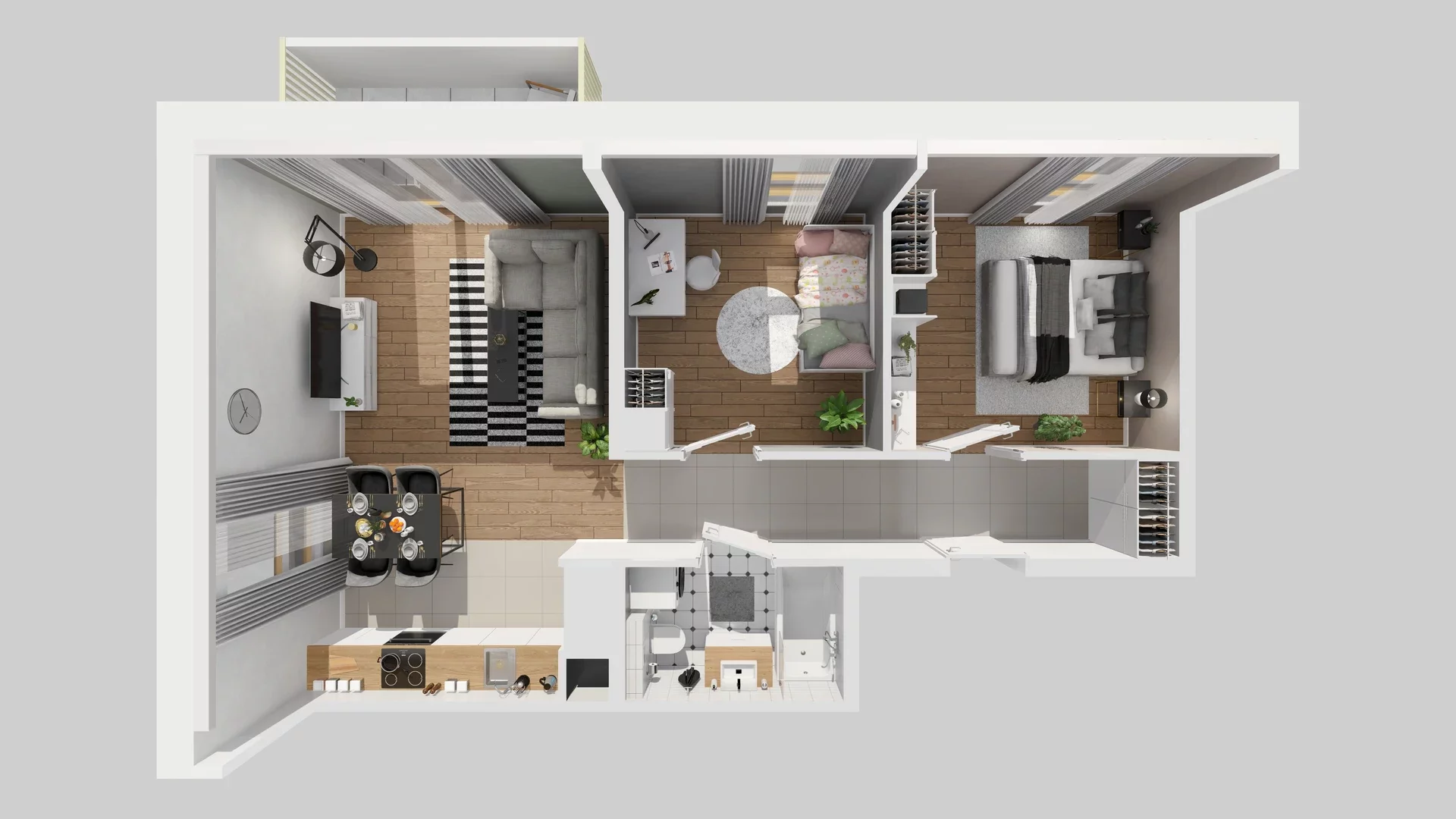 3 pokoje, mieszkanie 56,11 m², piętro 3, oferta nr B/26, Osiedle Zielna 4.2, Wrocław, Psie Pole-Zawidawie, Psie Pole, ul. Zielna