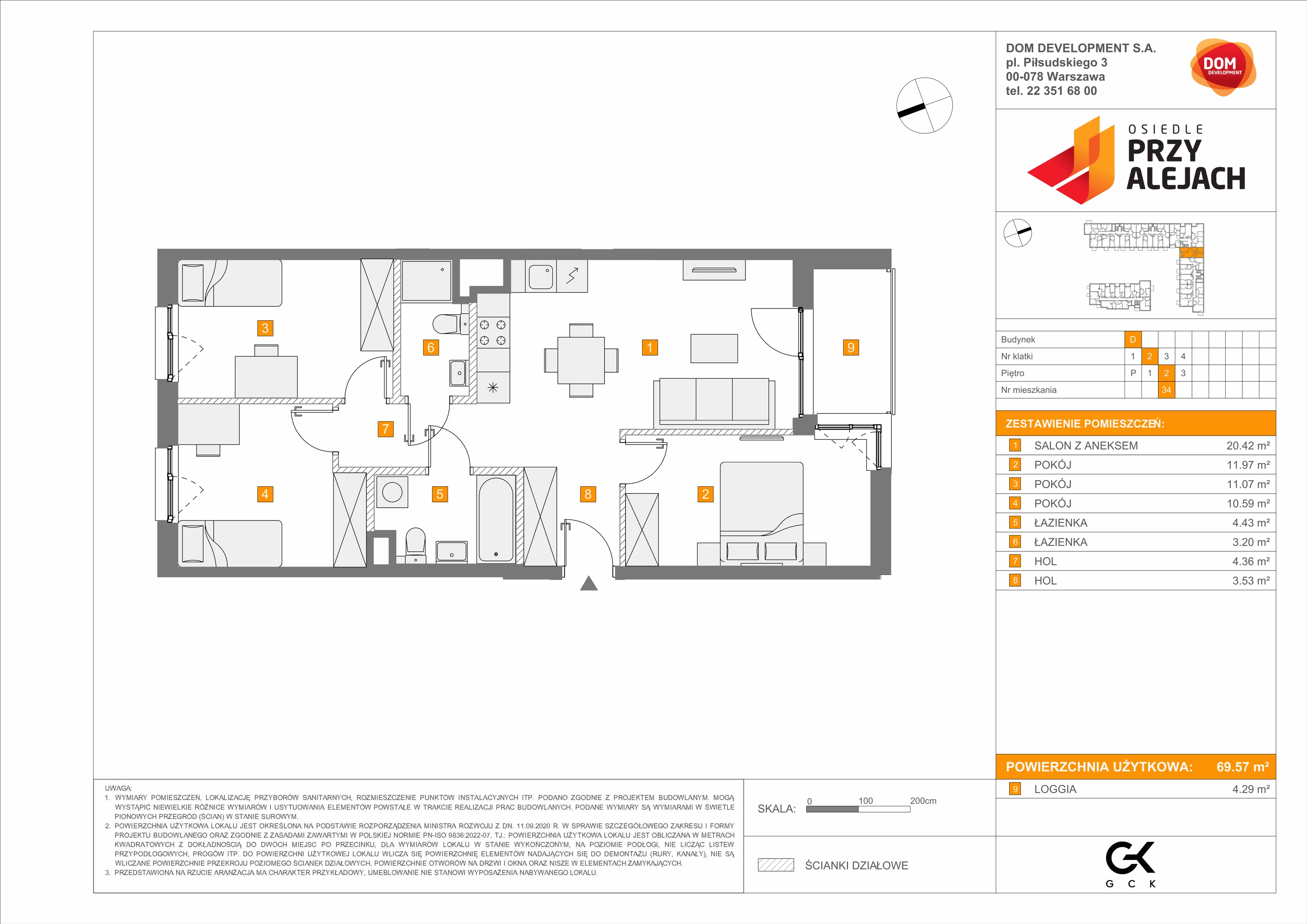 Mieszkanie 69,57 m², piętro 2, oferta nr D/34, Osiedle przy Alejach, Warszawa, Włochy, Stare Włochy, Aleje Jerozolimskie 190