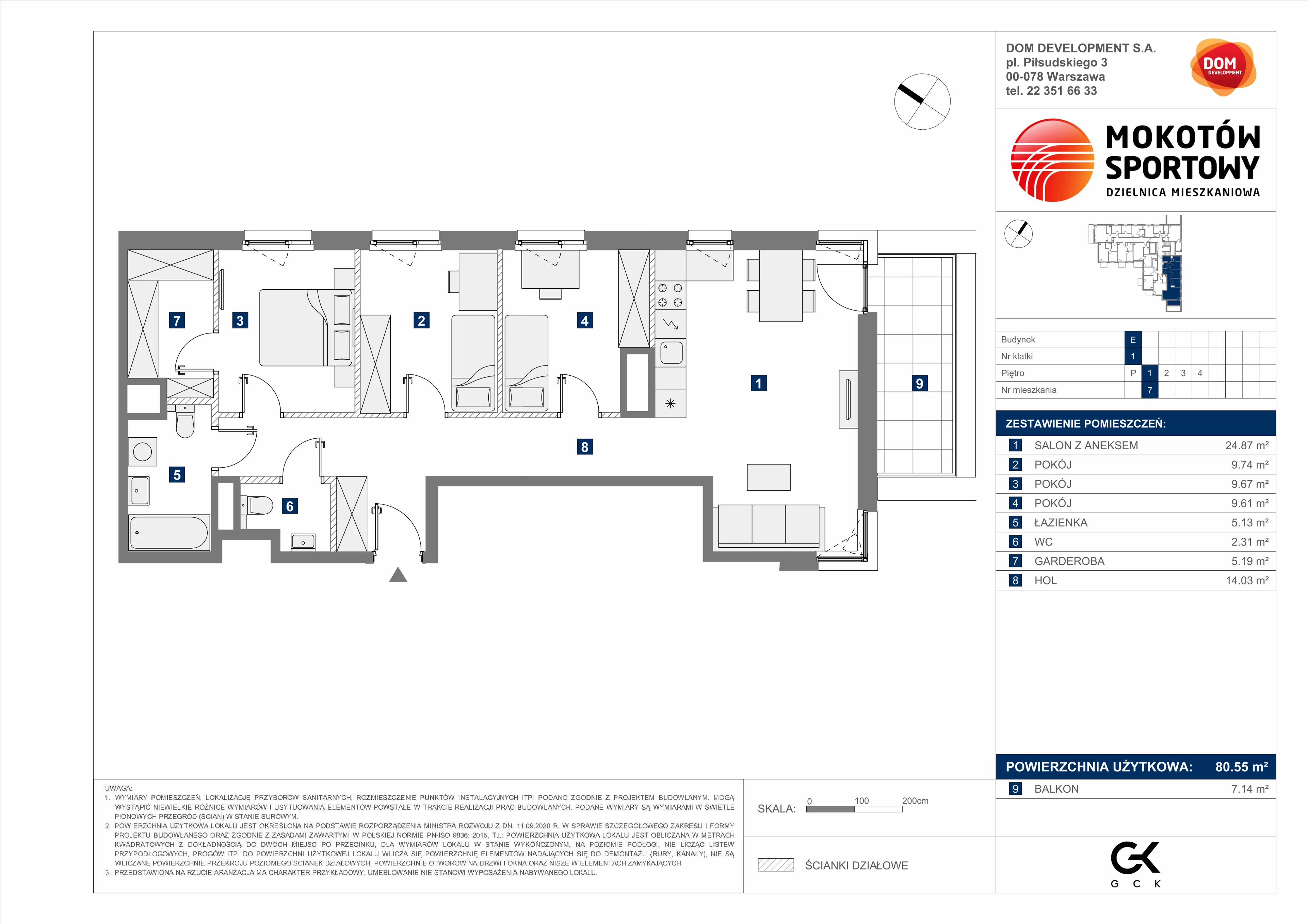 4 pokoje, mieszkanie 80,55 m², piętro 1, oferta nr E/7, Mokotów Sportowy 1 B, Warszawa, Mokotów, Augustówka, ul. Antoniewska