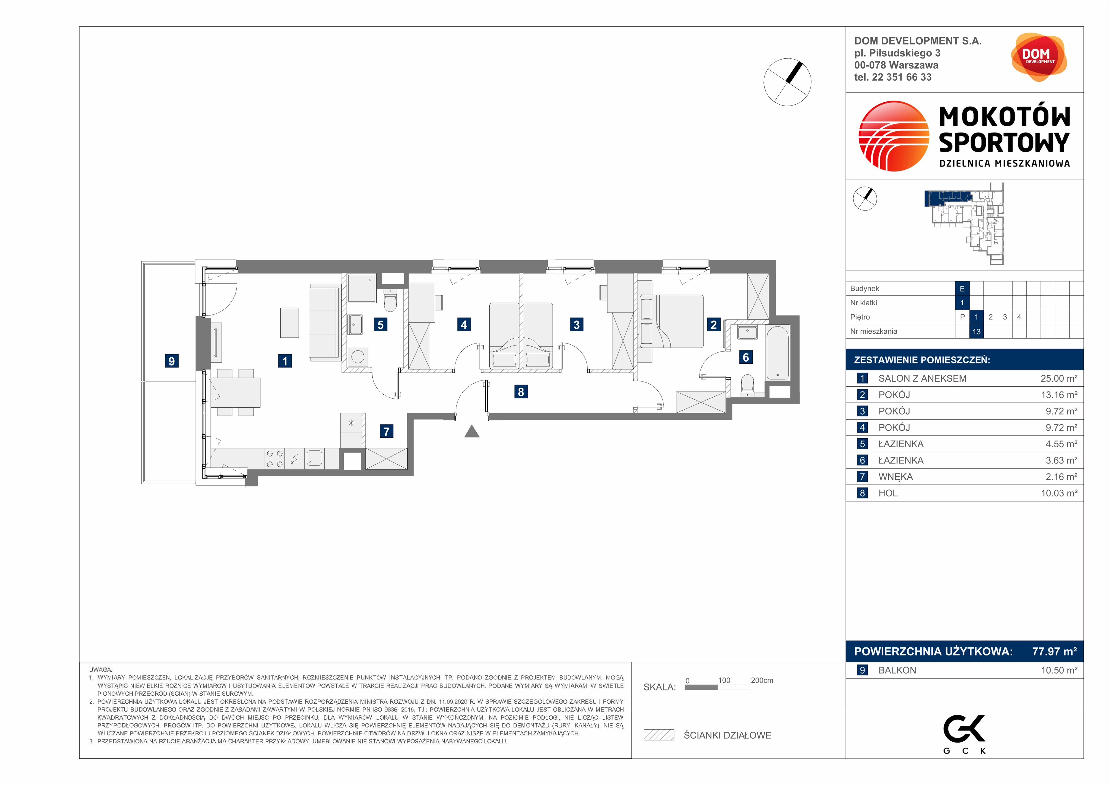 4 pokoje, mieszkanie 77,97 m², piętro 1, oferta nr E/13, Mokotów Sportowy 1 B, Warszawa, Mokotów, Augustówka, ul. Antoniewska