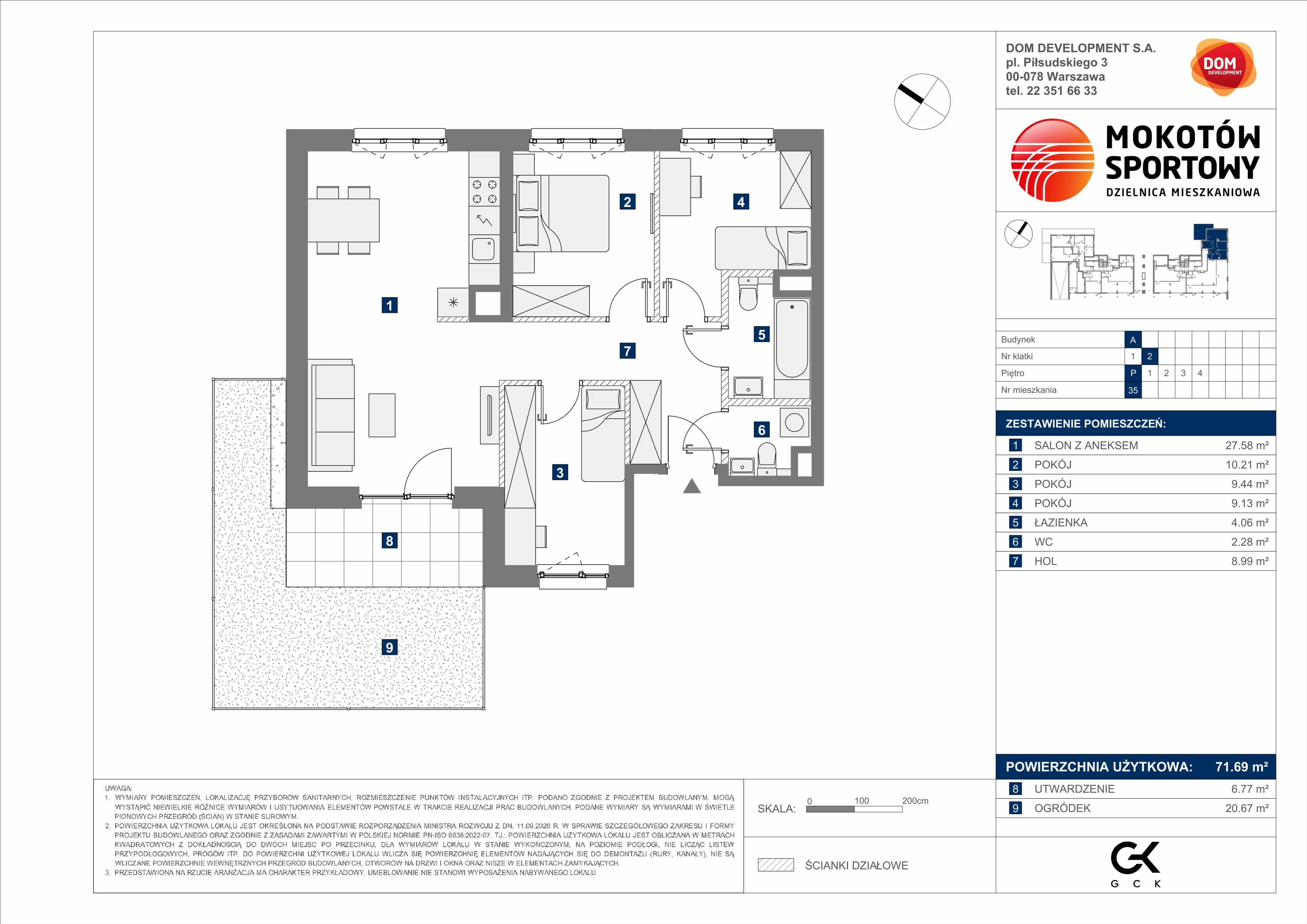 4 pokoje, mieszkanie 71,69 m², parter, oferta nr A/35, Mokotów Sportowy 3, Warszawa, Mokotów, Augustówka, ul. Antoniewska